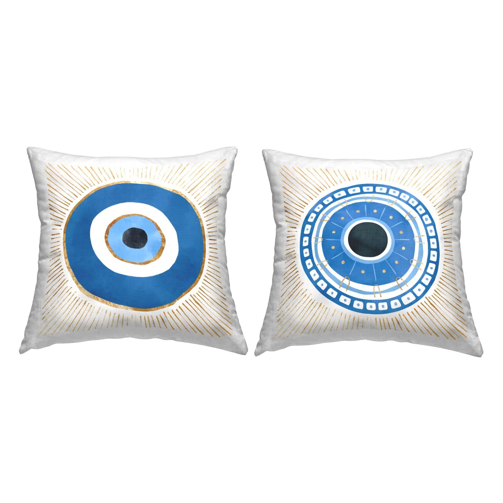 Stupell Industries Boho Blue Evil Eye Spiritual Symbol 2 Pillow Set, 18" x 18"