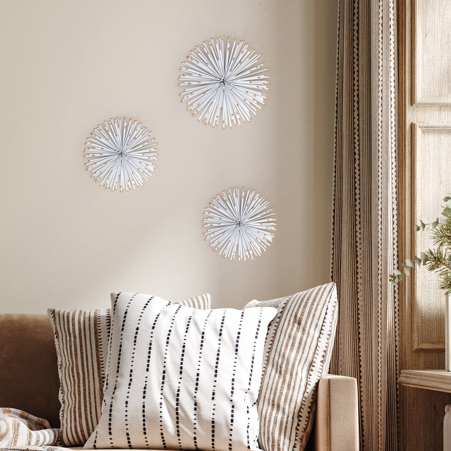 Habitat Decor White &#x26; Gold Starburst Metal Wall Art Set 