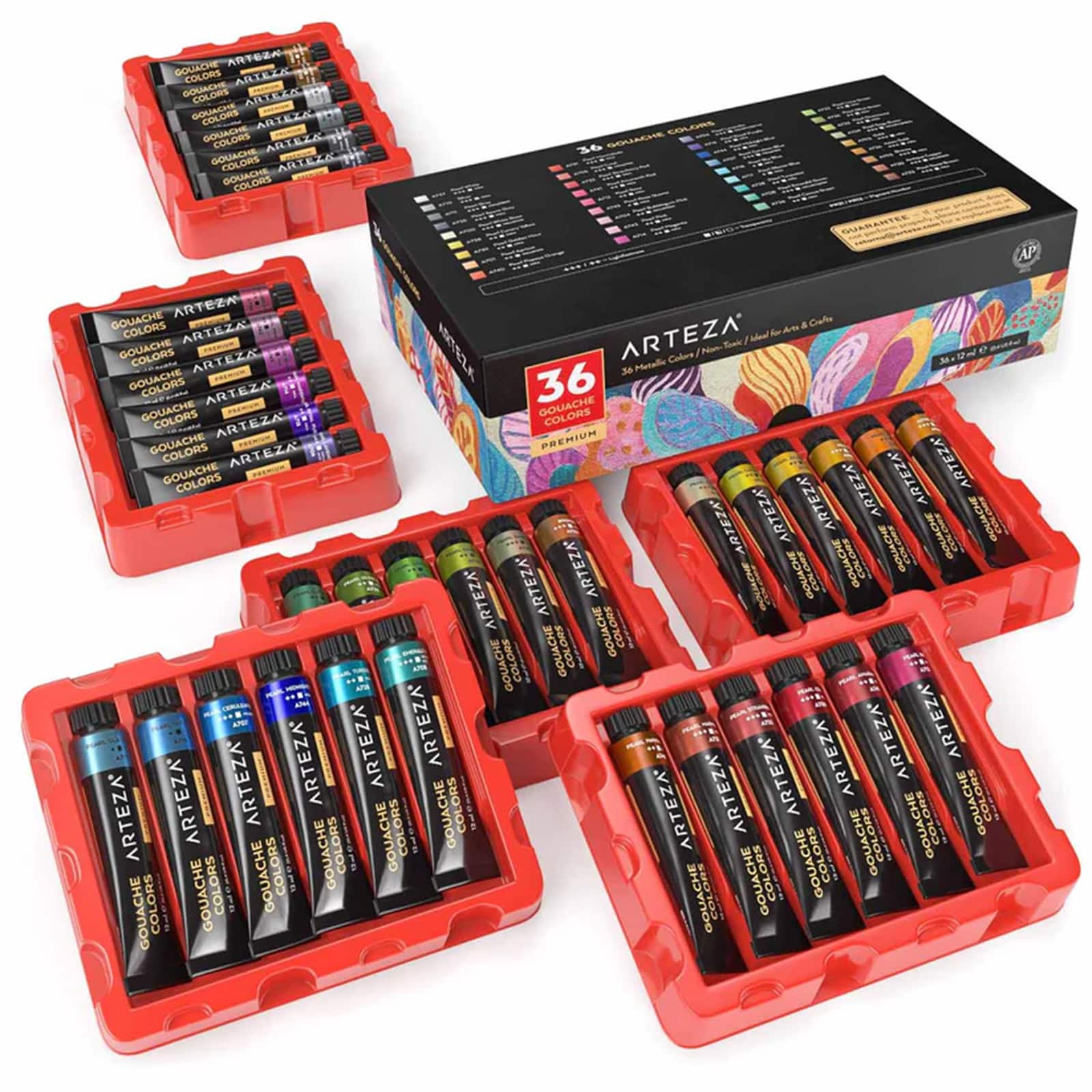 Arteza® 36 Color Metallic Gouache Paint Set