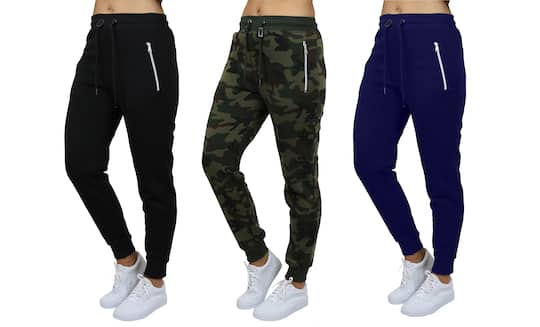Galaxy by Harvic Women's Relaxed-Fit Jogger Sweatpants 3 Pack | Bottoms ...