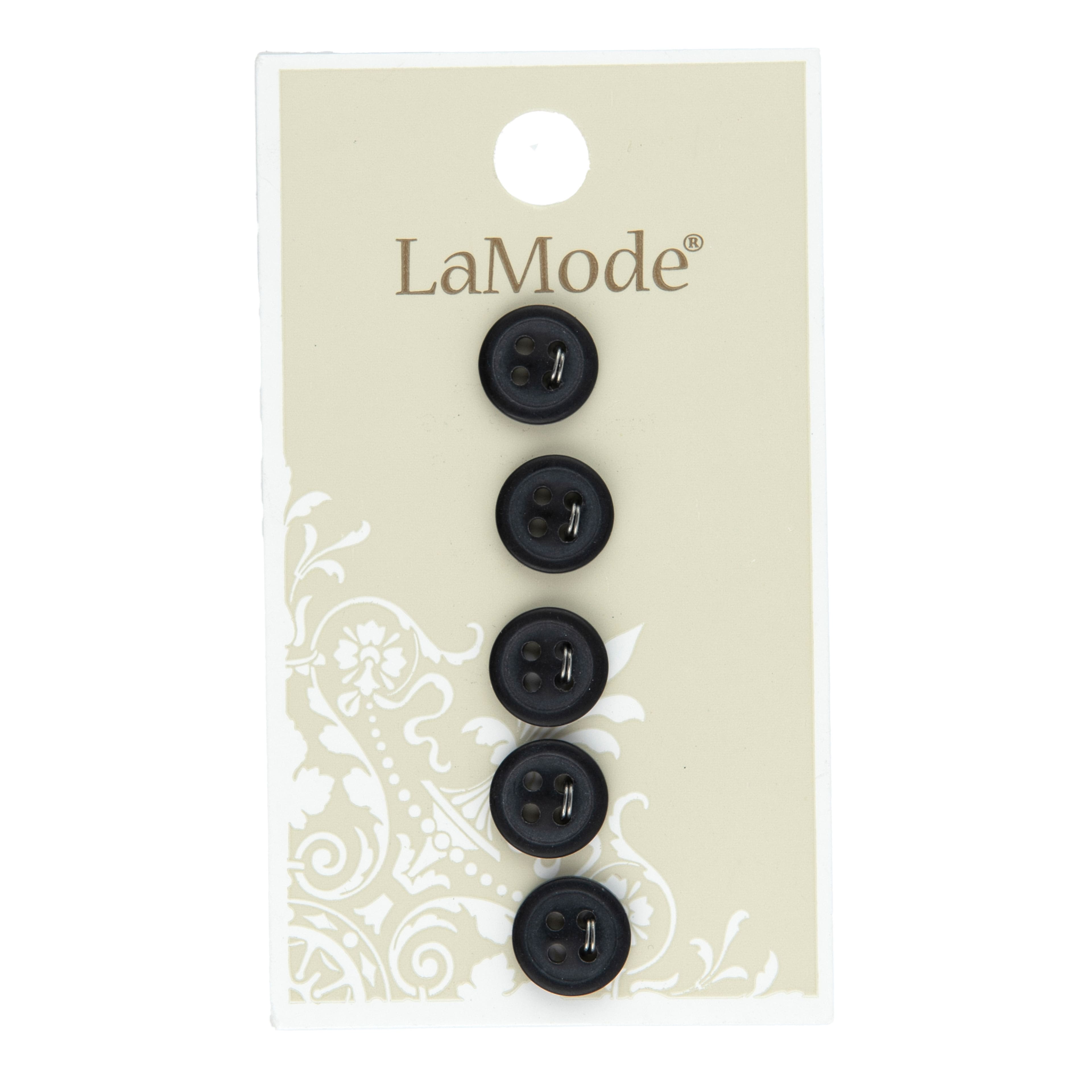 LaMode 3/8" Black 4-Hole Buttons, 5ct.