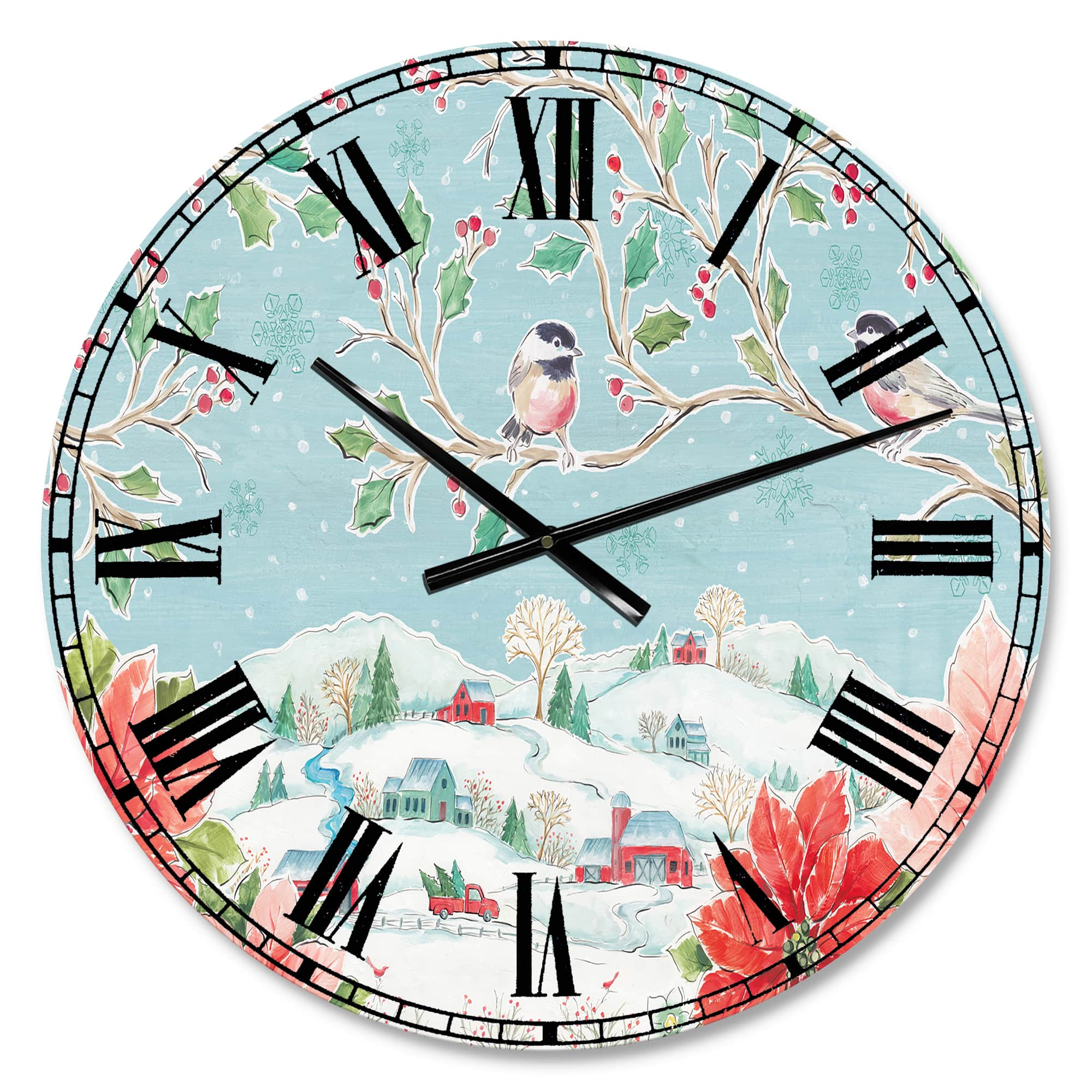 Designart &#x27;Country Flower Snowflakes Ii Traditional Wall Clock