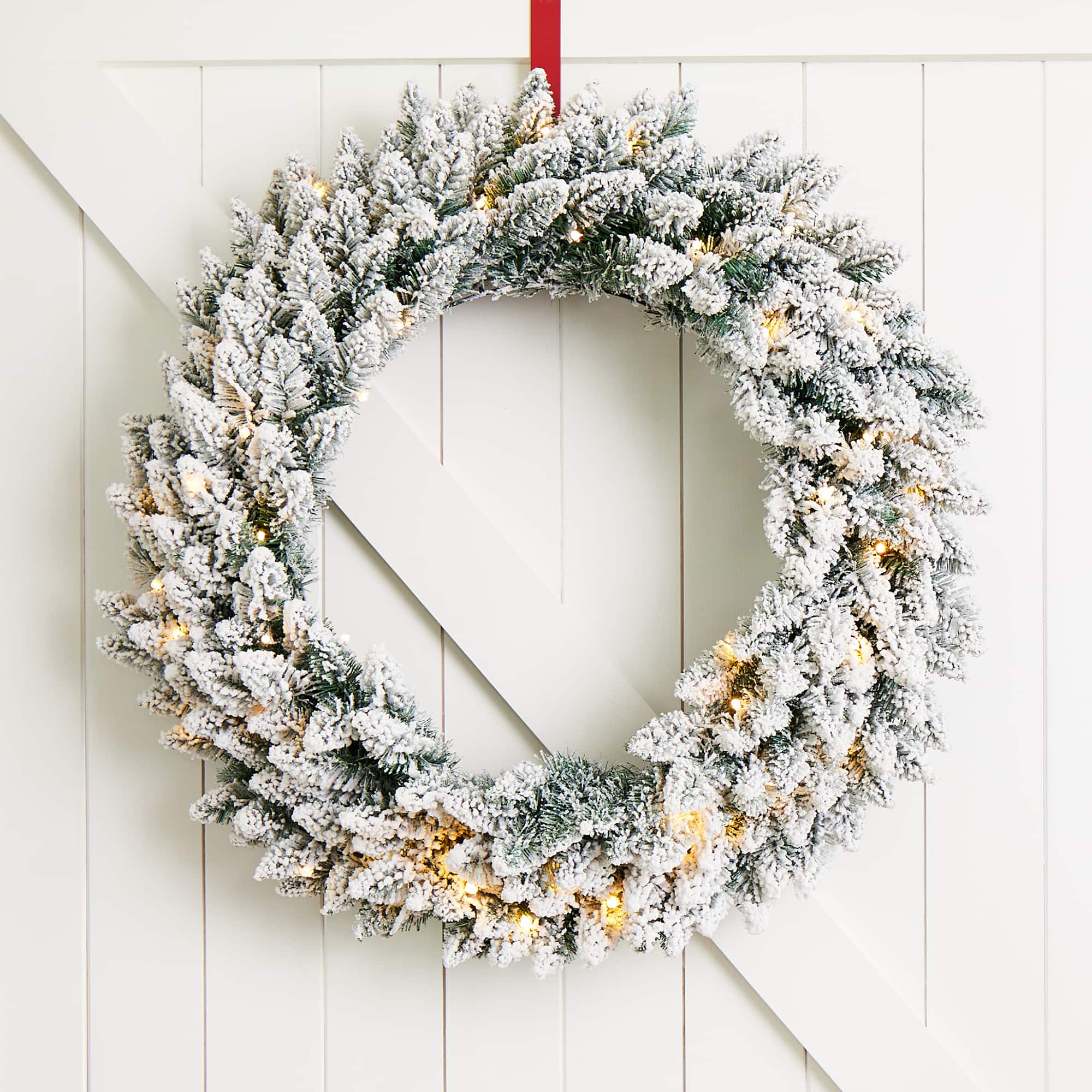 Glitzhome® 36" Oversized Pre-Lit Snow Flocked Christmas Wreath & Garland Set