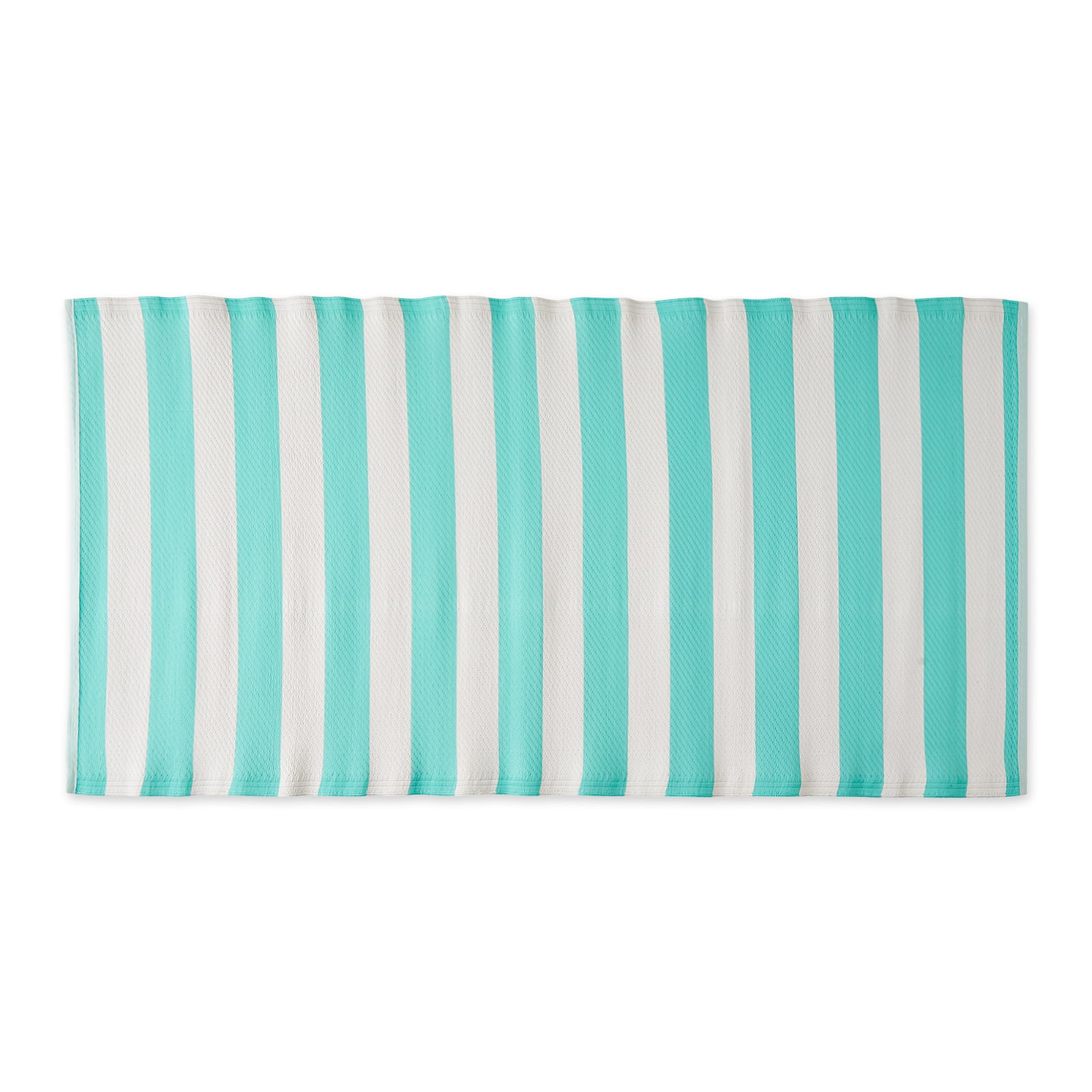 Aqua And White Stripe Outdoor Floor Runner 3ft. x 6ft.