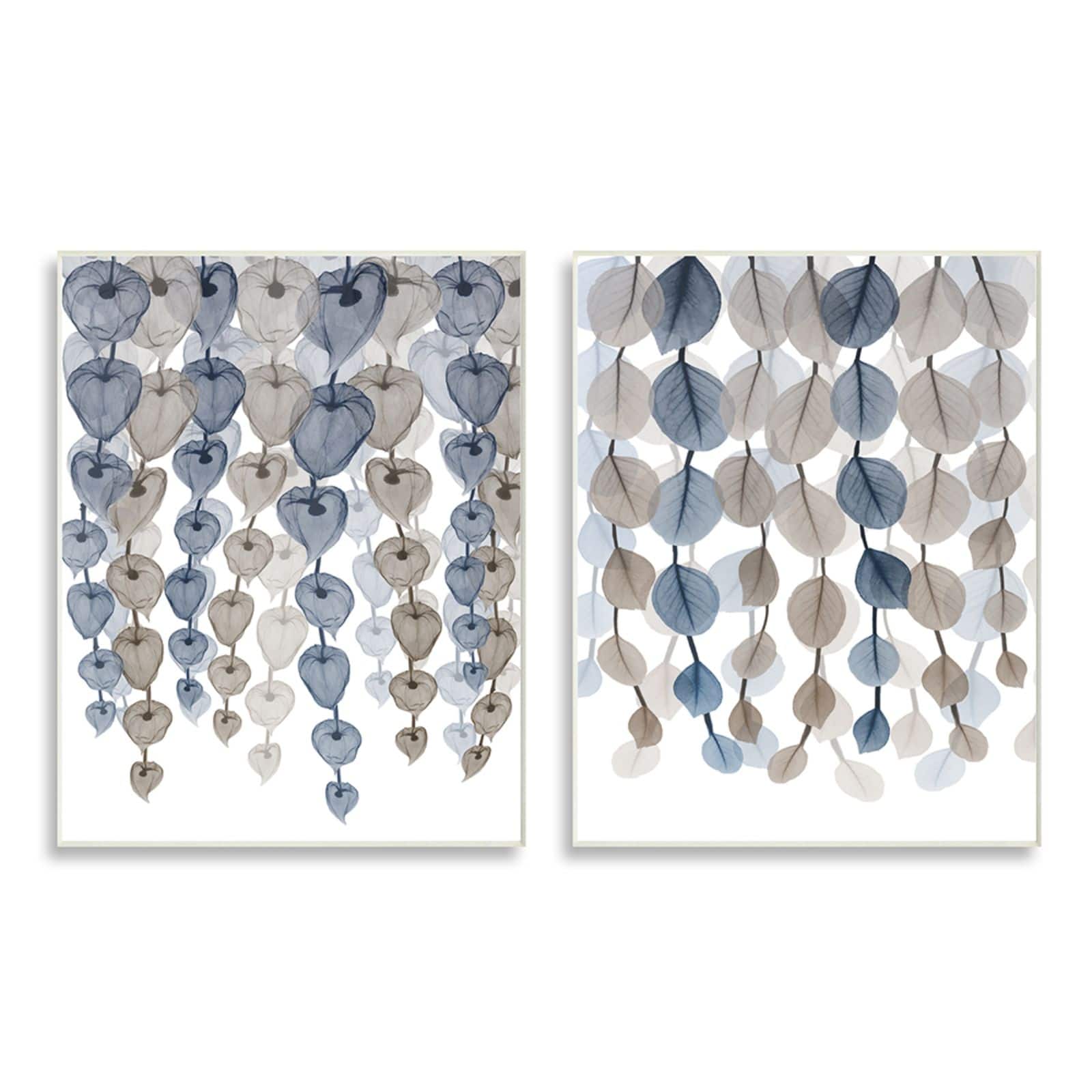 Stupell Industries Neutral Blue & Brown Falling Vines Wall Plaque Set