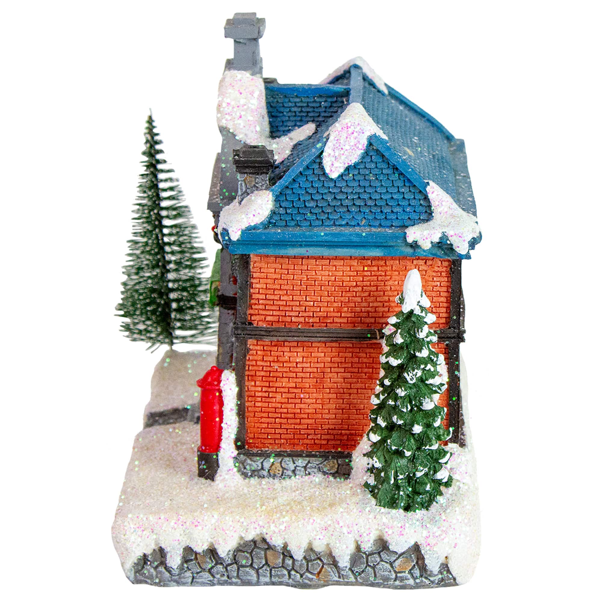 7&#x22; Red LED Lighted Post Office Christmas Village Decoration