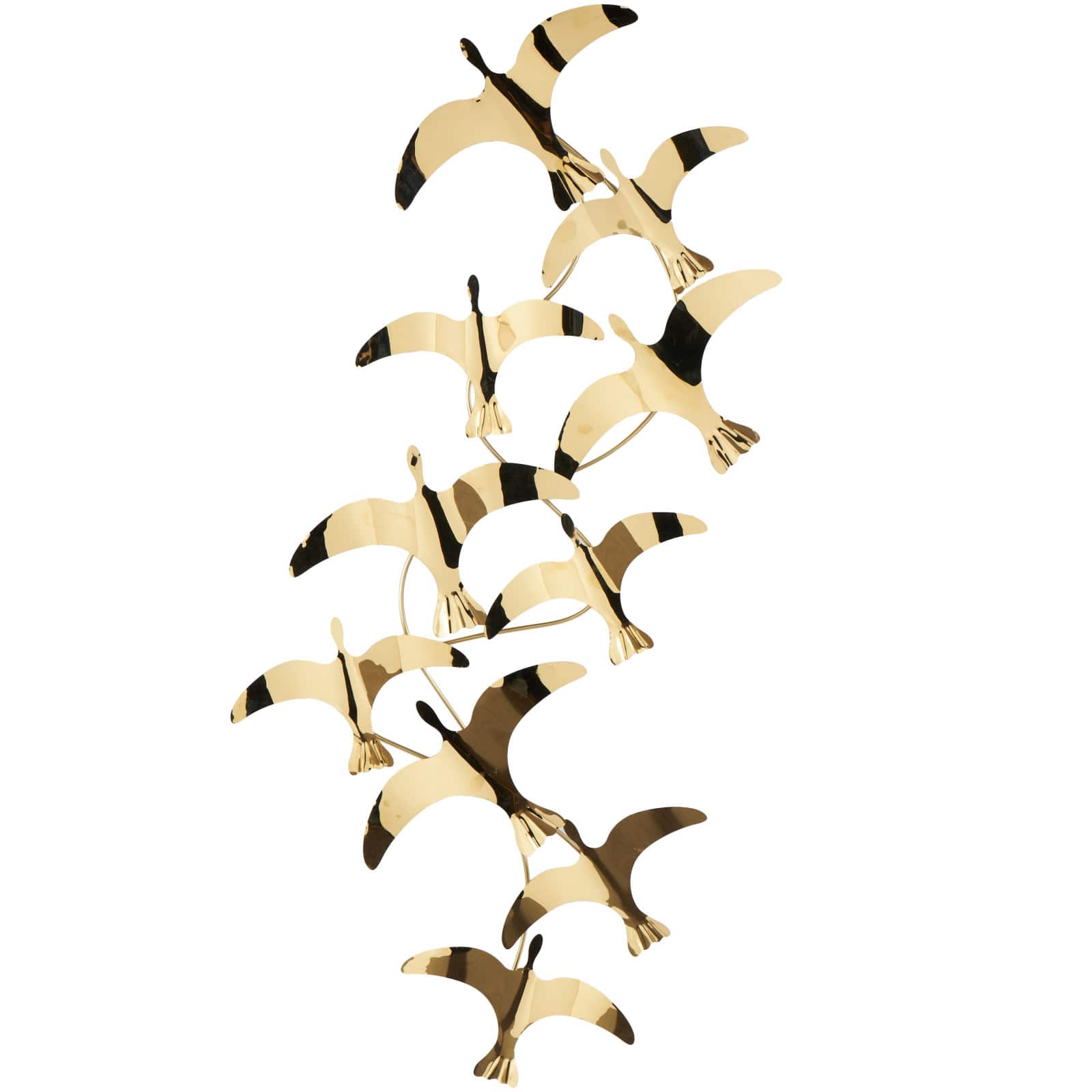 43" x 19" Gold Stainless Steel Minimalistic Flying Bird Wall Décor
