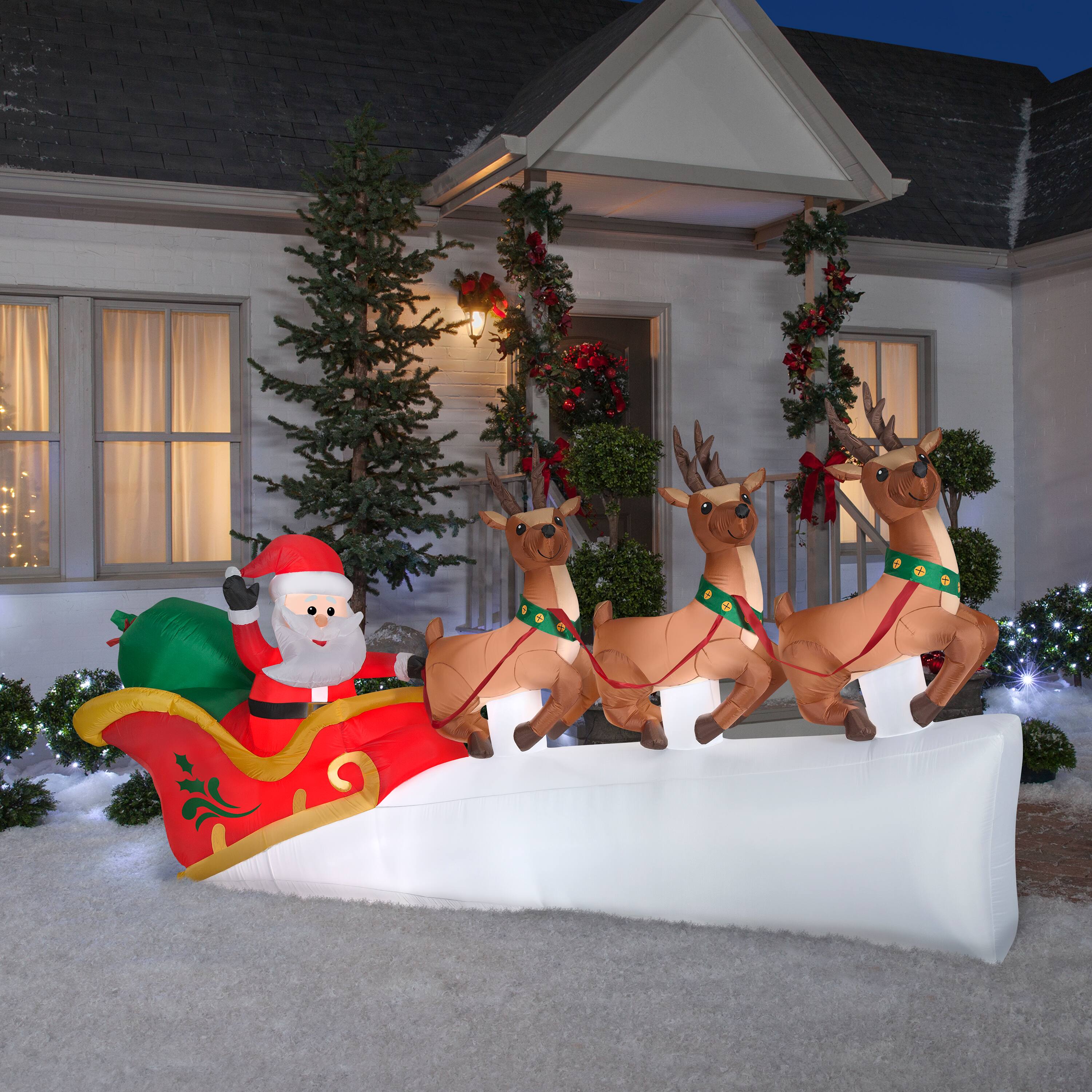 11ft. Airblown&#xAE; Inflatable Santa&#x27;s Sleigh with Flying Reindeer