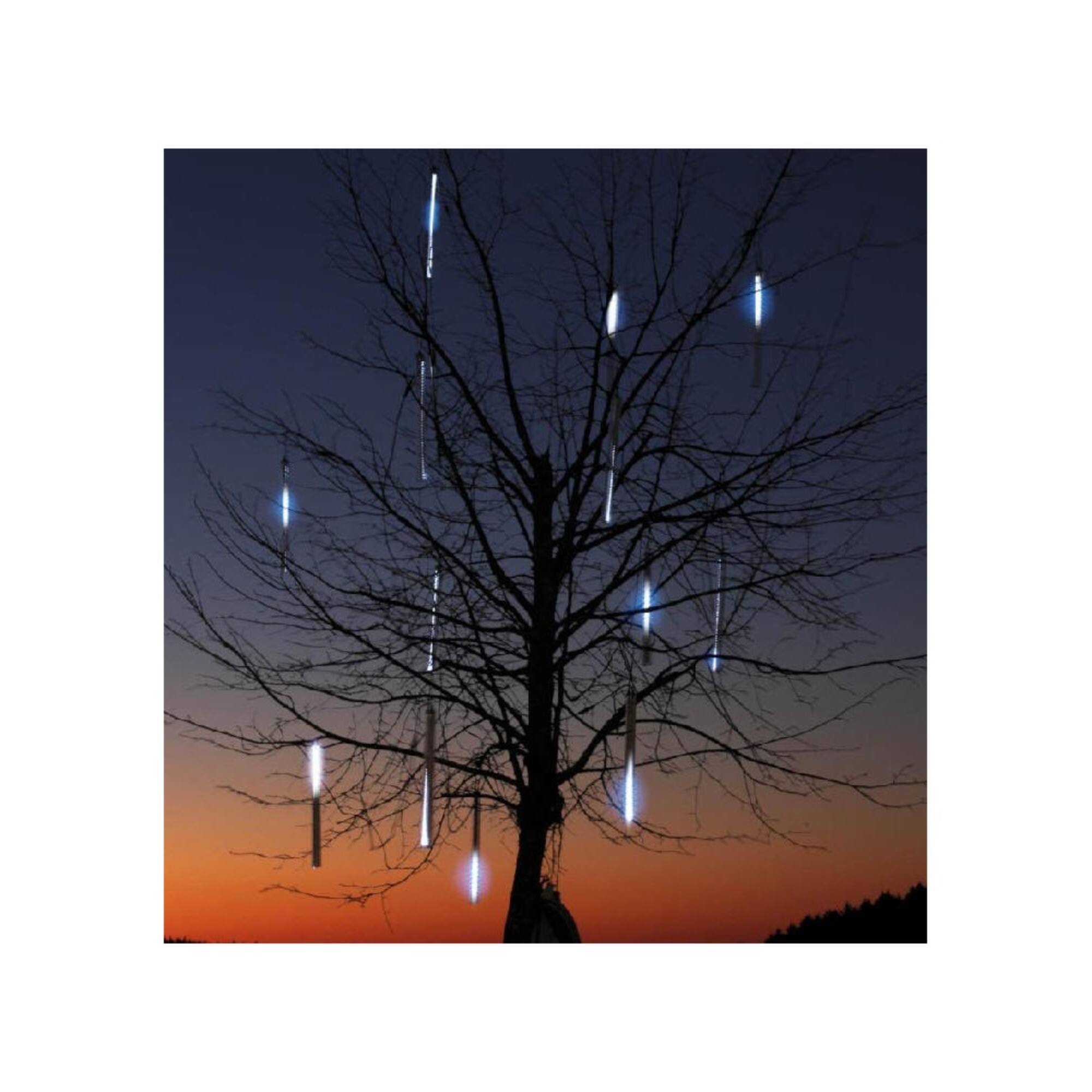 LED Lighted Dripping Icicle Snowfall Christmas Light Tubes -13.25' Clear Wire - 5ct