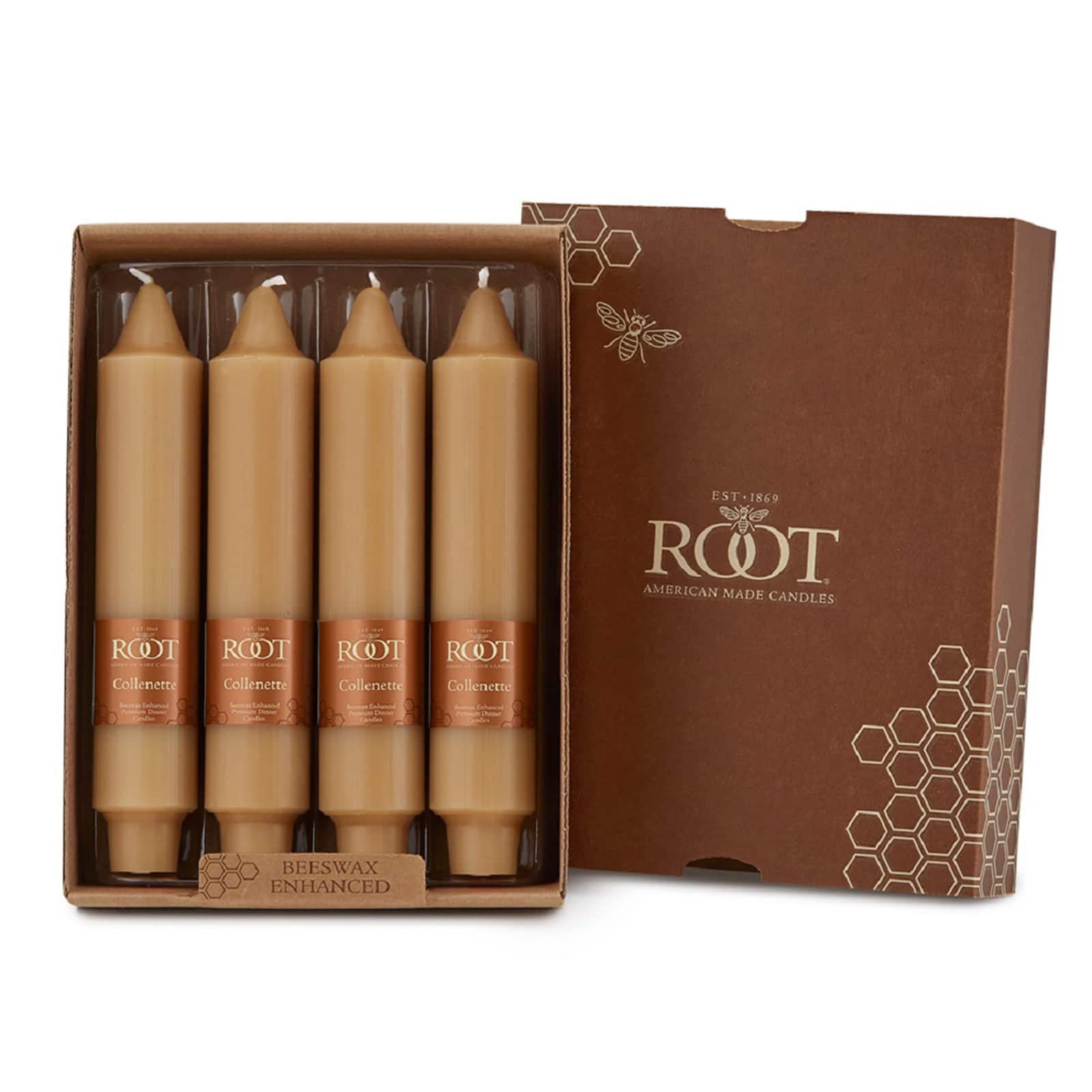 Root Candles 7" Unscented Smooth Collenette Taper Candles, 4ct.