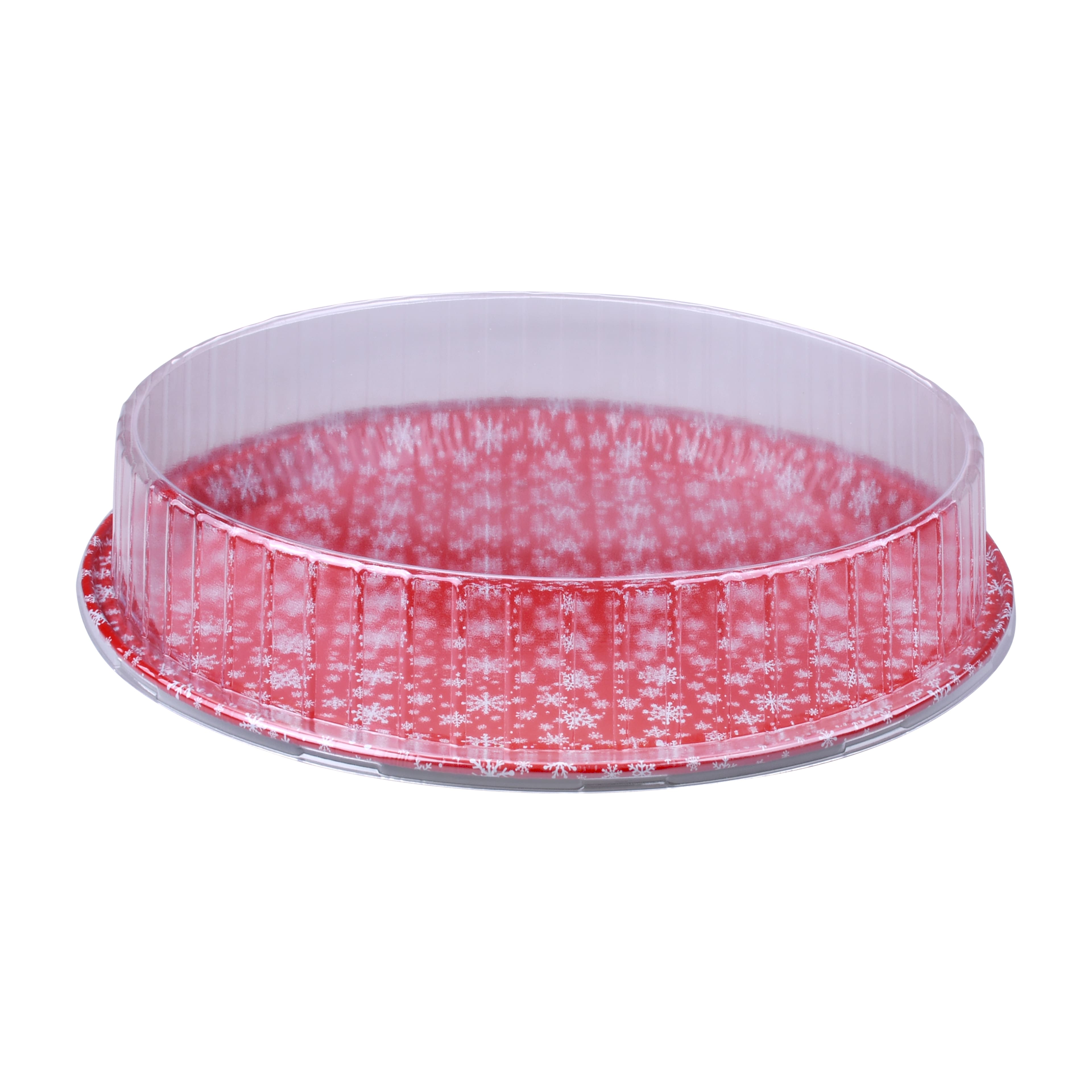 12&#x22; Red &#x26; White Snowflake Serving Trays with Lids, 2ct. by Celebrate It&#xAE;