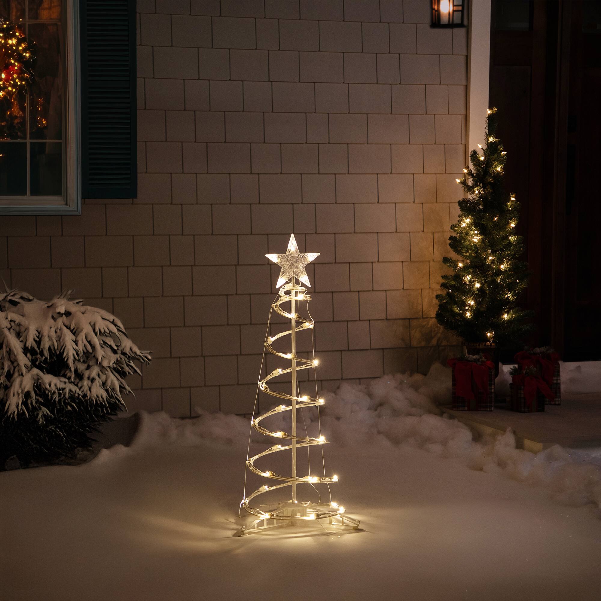36" x 13" Spiral Outdoor Christmas Tree with Warm White LED Lights
