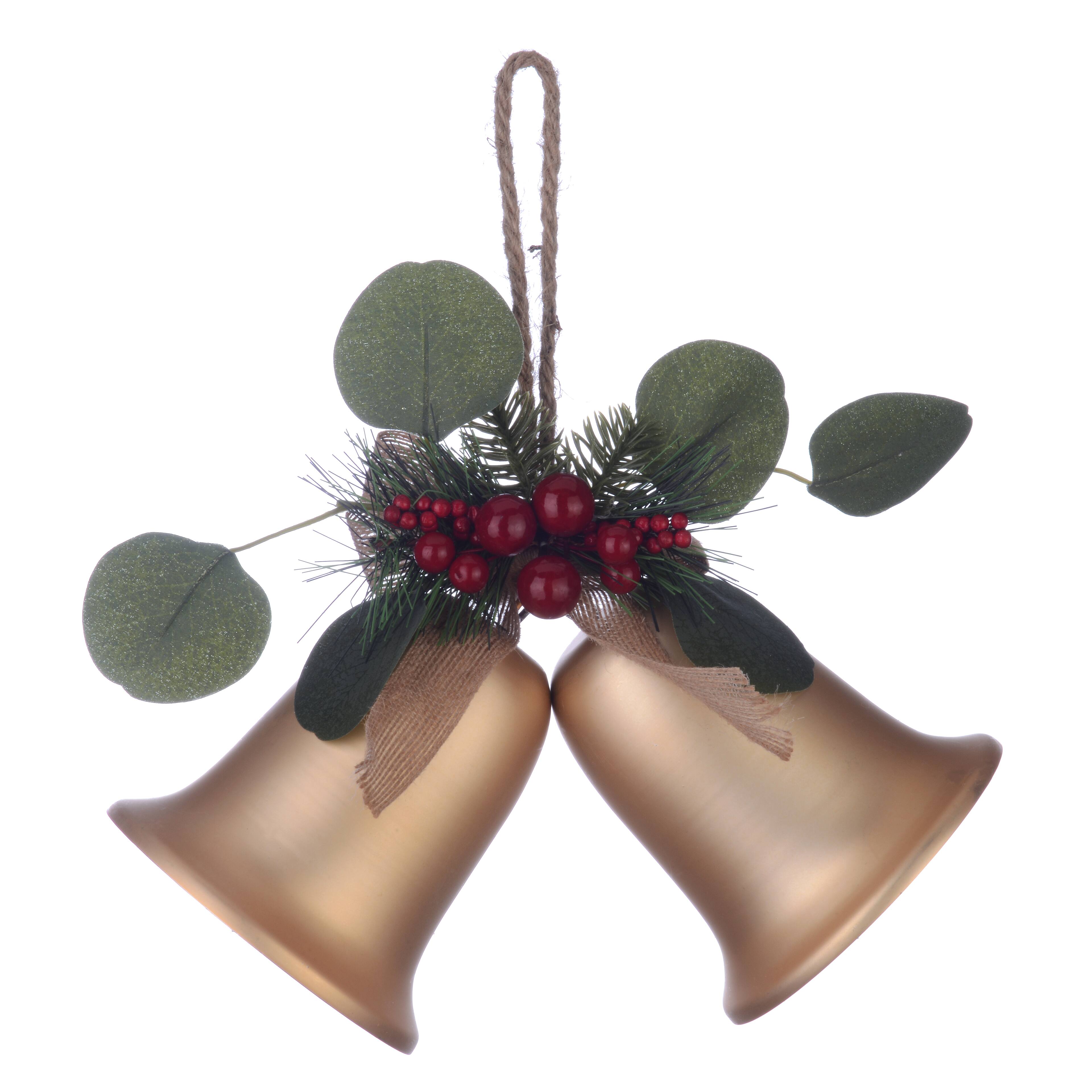 Gold Plated Dual Bell Christmas Hanging Décor by Ashland®