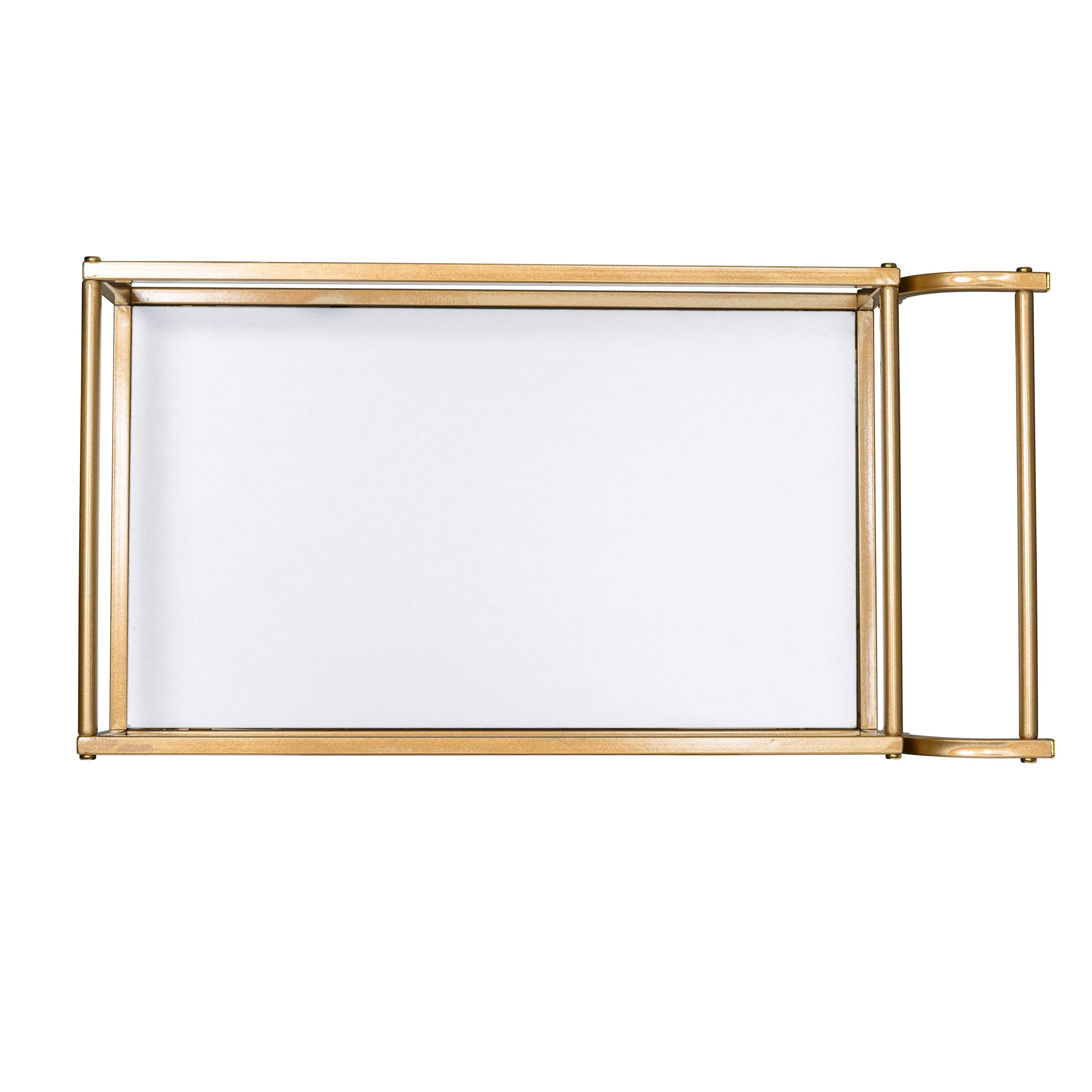 Honey Can Do 3-Tier Gold & White Rolling Bar & Serving Cart with Handles