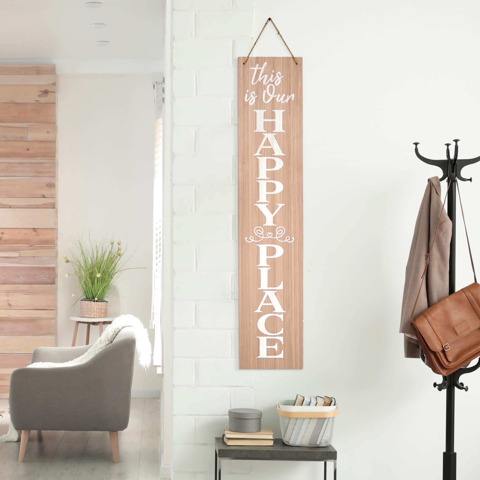 American Art Décor™ 47.25" Happy Place Nut House Double-Sided Hanging & Leaning Wall Sign