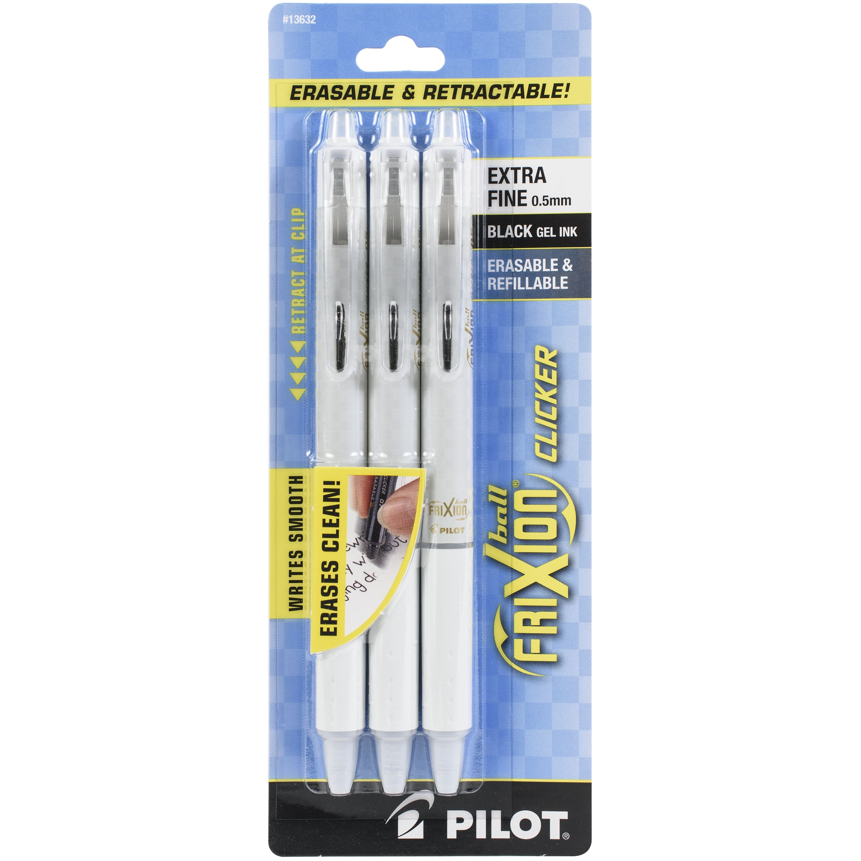 Pilot FriXion Ball Clicker Black Erasable Extra Fine Point Pens