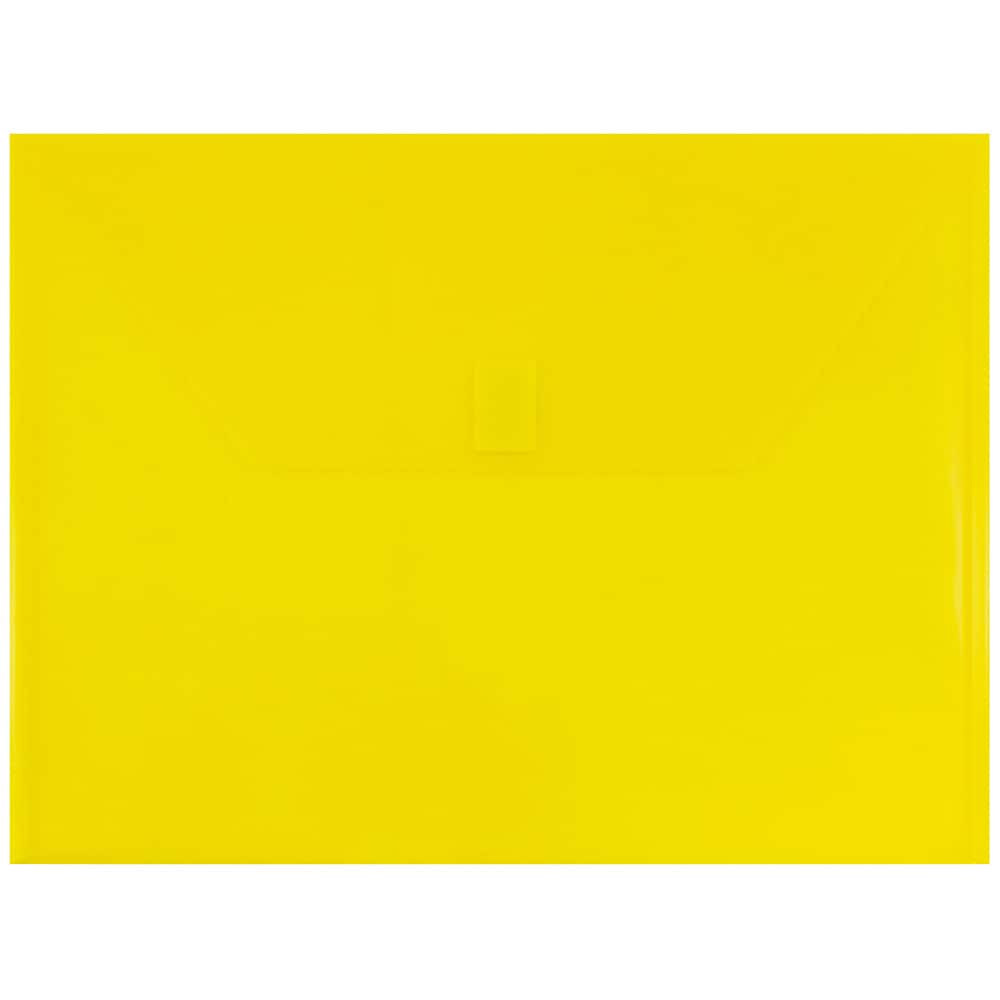 JAM Paper 9.5" x 12.5" Yellow Plastic Hook & Loop Closure Envelopes, 12ct.