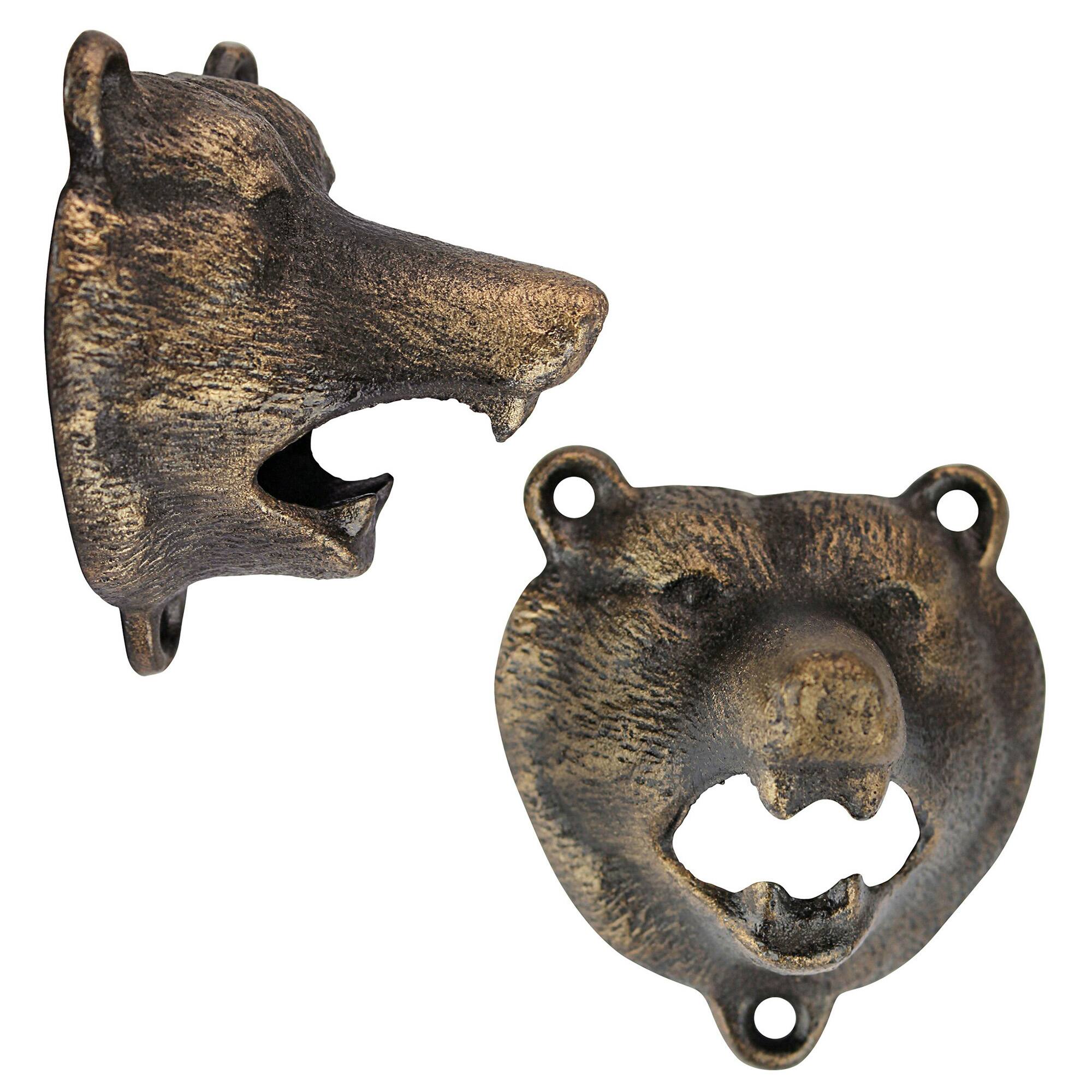 Design Toscano 3.5&#x22; Grizzly Bear of the Woods Cast Iron Bottle Opener, 2ct.