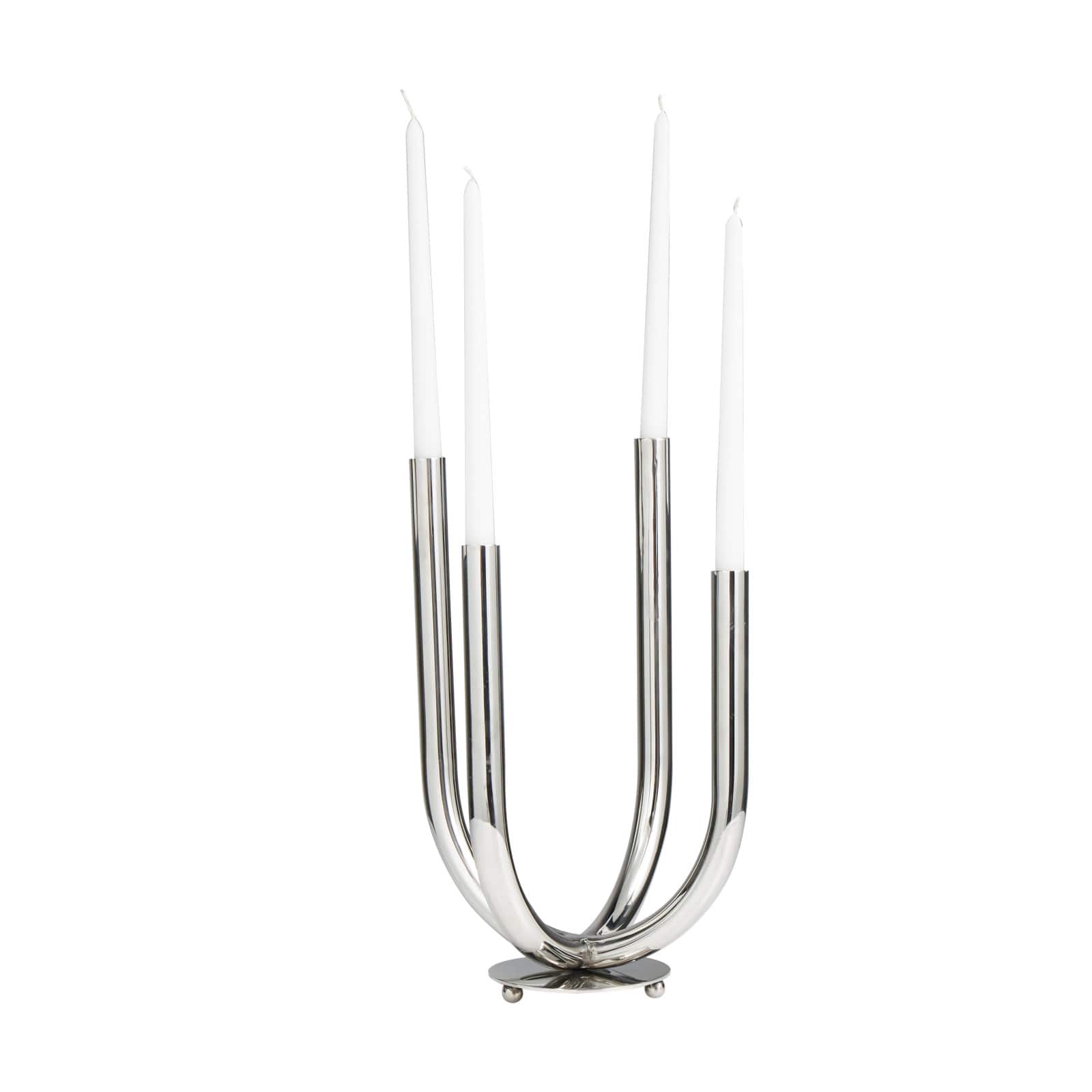 The Novogratz 15" Silver Stainless Steel Abstract U-Shaped Candelabra