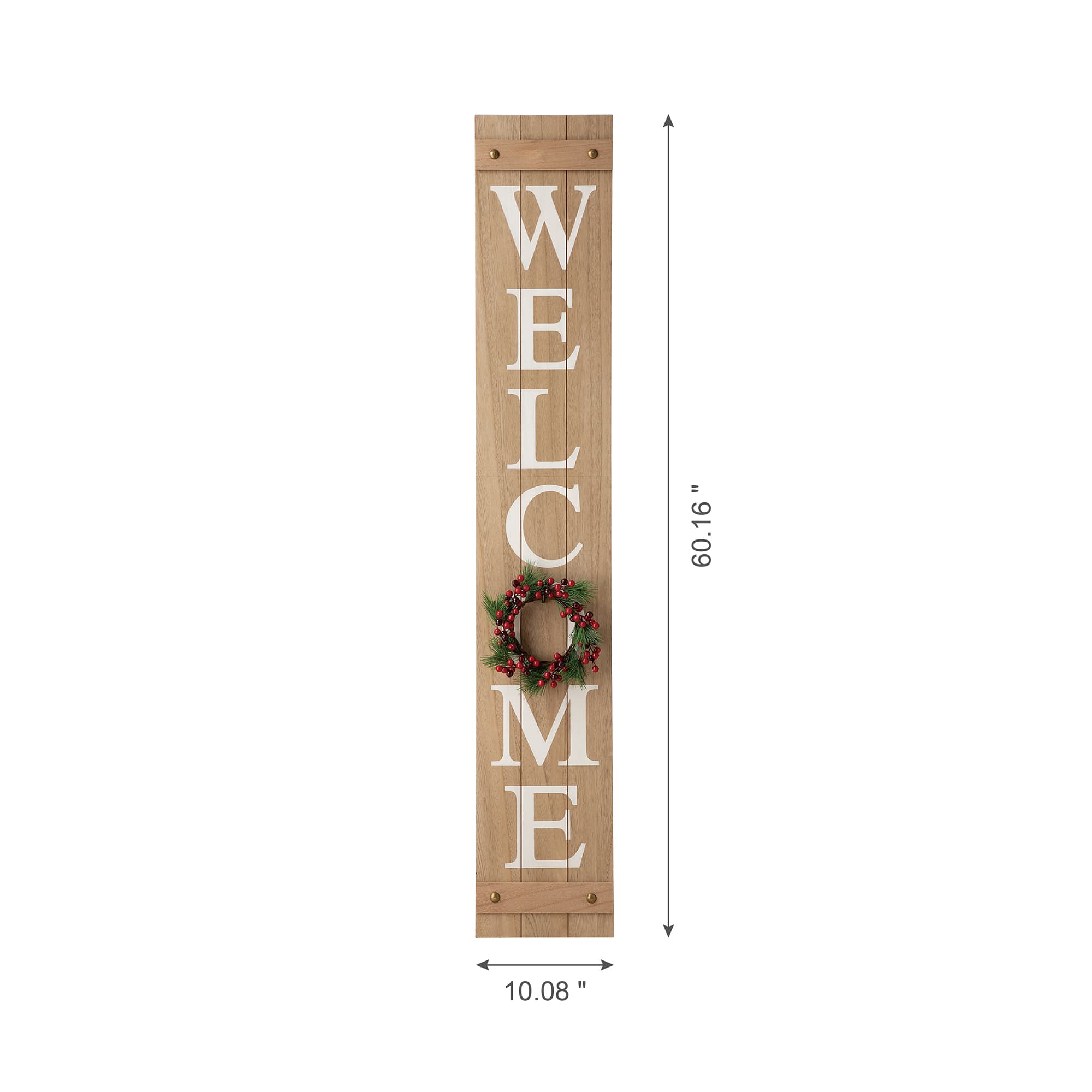 Glitzhome&#xAE; 5ft. Brown Welcome Wood Porch Sign with 4 Changeable Wreaths