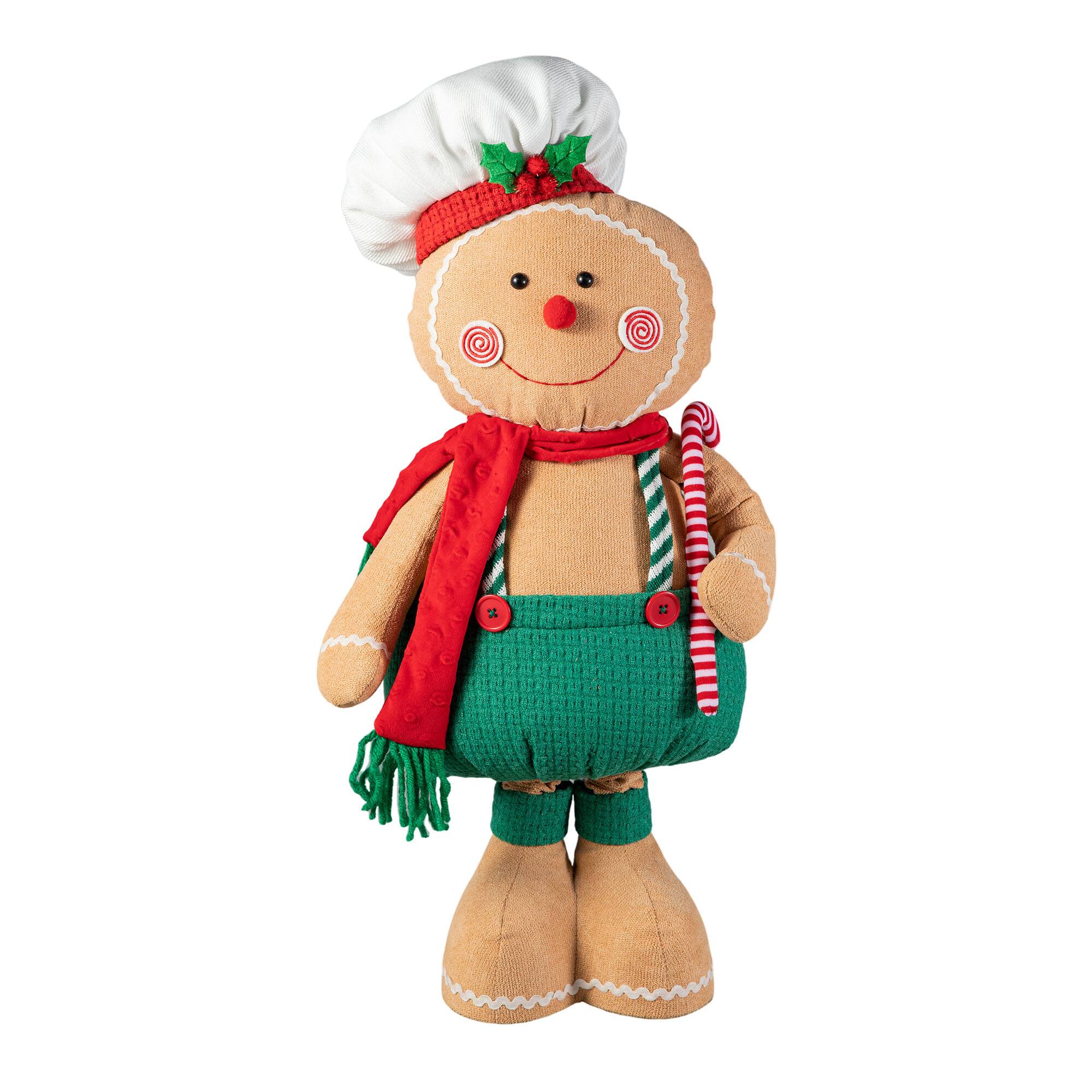 Glitzhome® 39" Telescopic Fabric Christmas Gingerbread Man Standing Décor