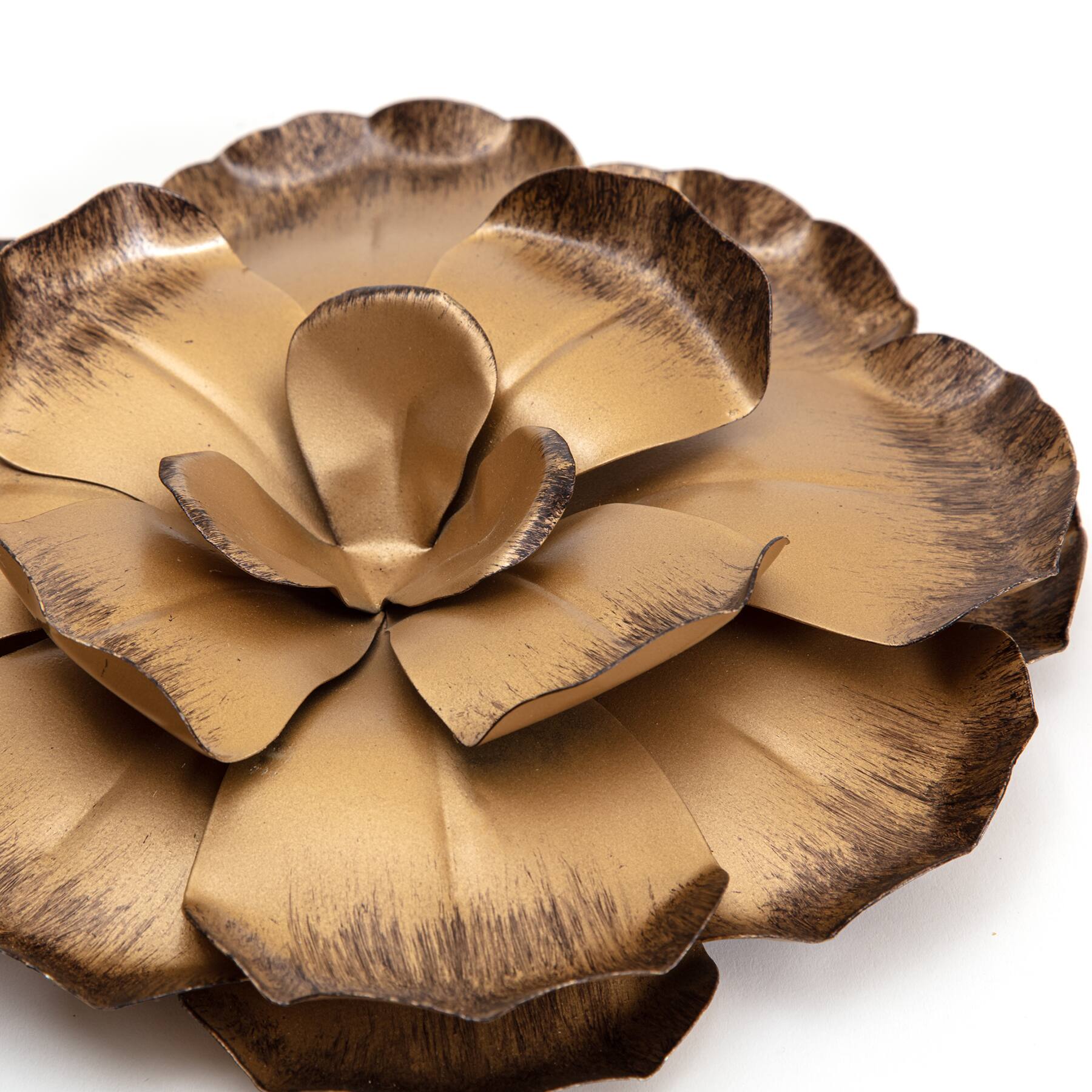 Habitat Decor Zinnias Bronze Flower Metal Wall Art Set