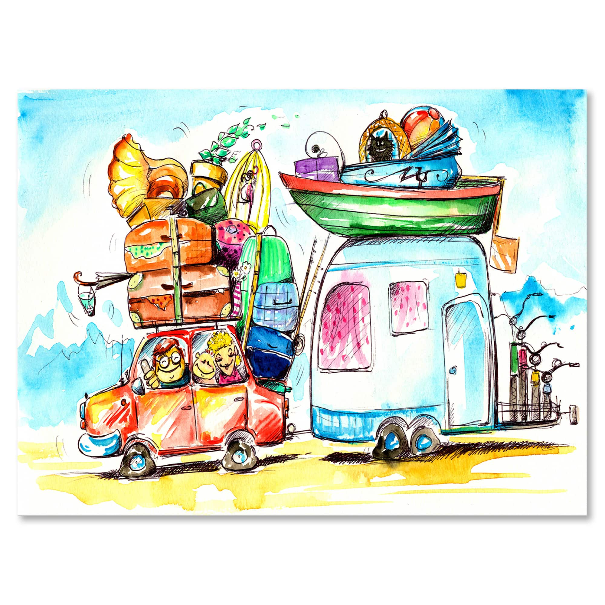 Designart - Family Travel With Caravans - Farmhouse Canvas Wall Art Print