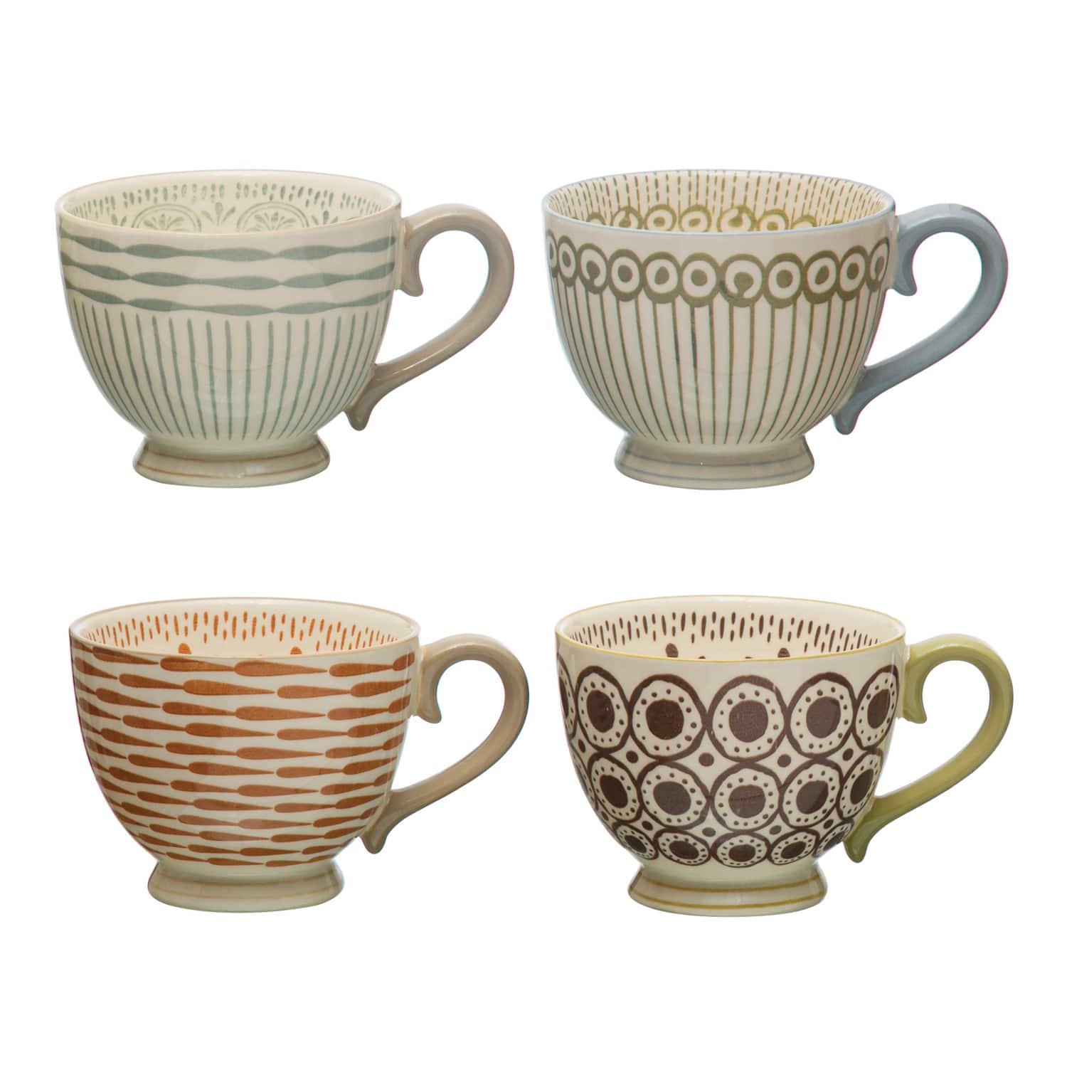 Hello Honey® Mixed Painted Pattern Stoneware Mug Set