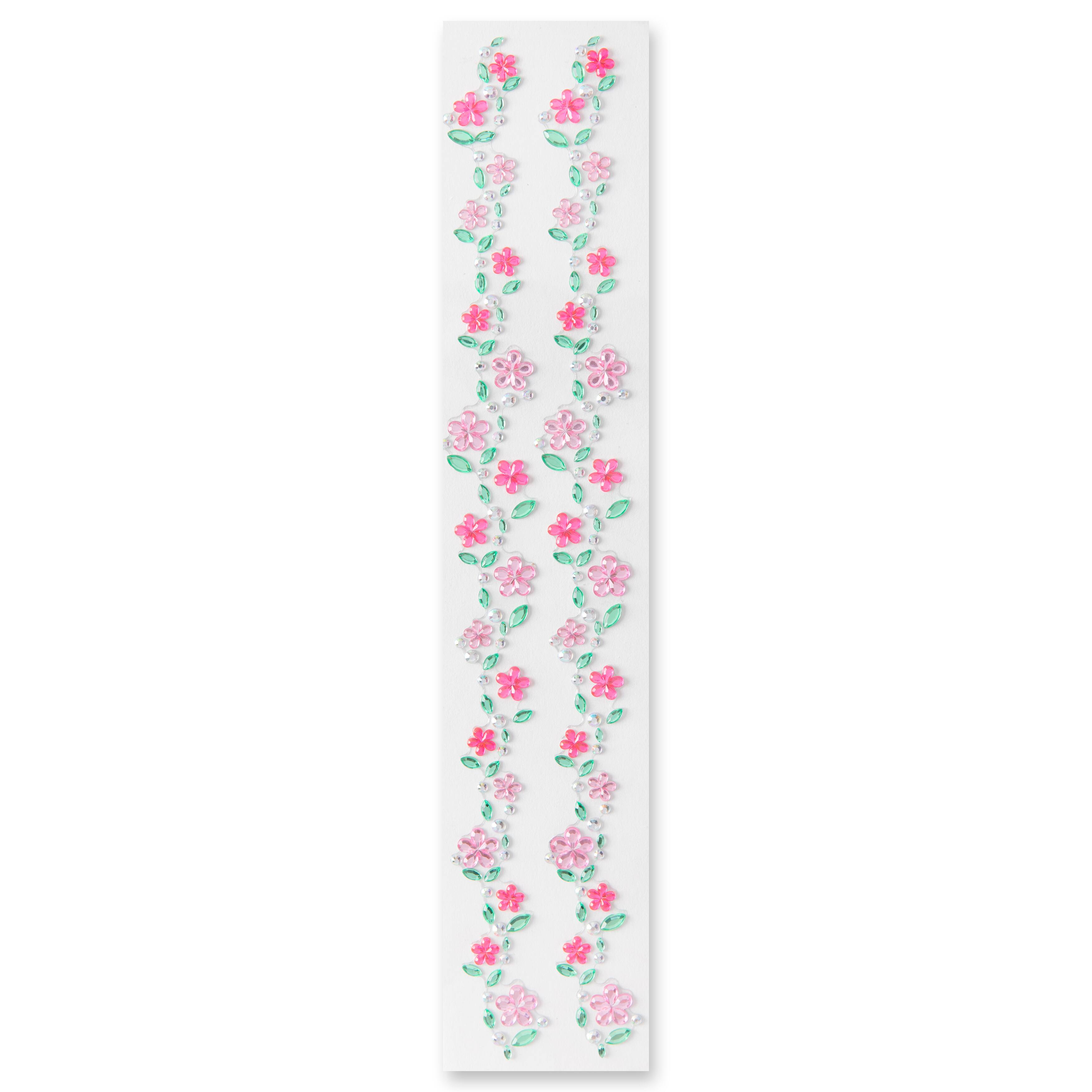 12 Packs: 2 ct. (24 total) Flowers Strip Bling Stickers by Recollections™