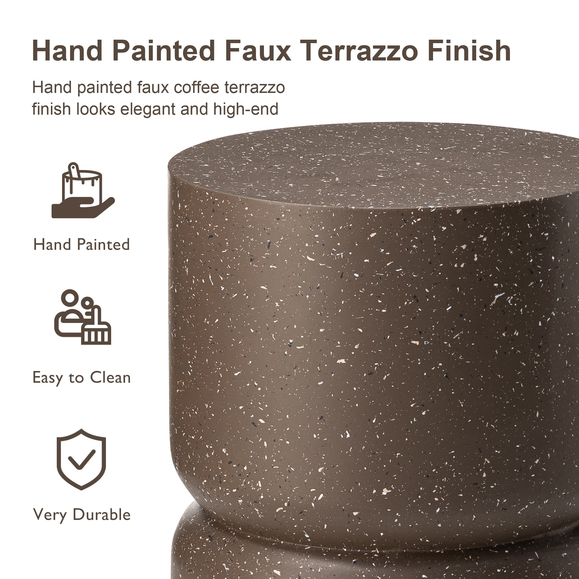 Glitzhome&#xAE; 17&#x22; Multifunctional Faux Terrazzo Stool