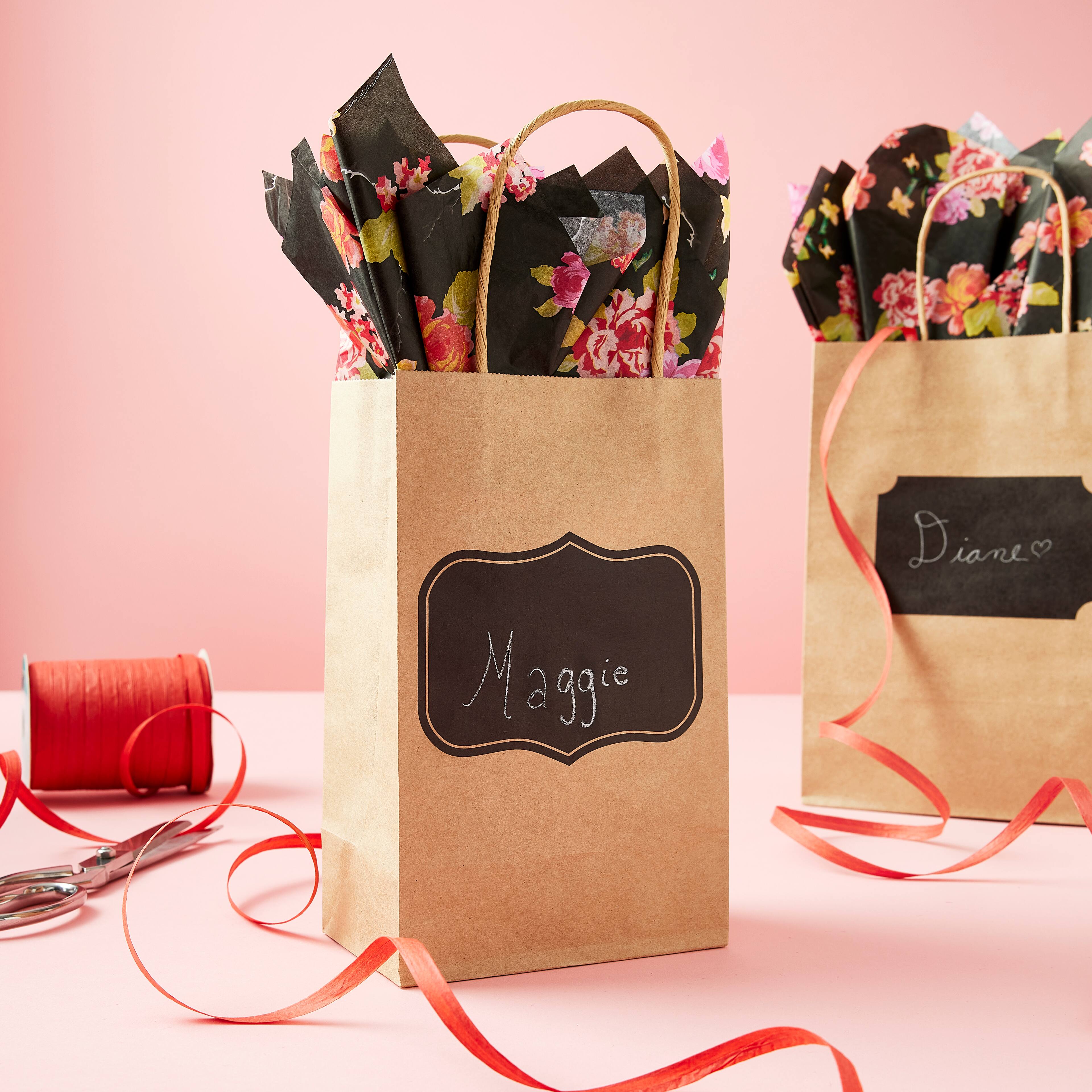 8 Packs: 13 ct. (104 total) Small Black Label Kraft Paper Bags by Celebrate It&#x2122;