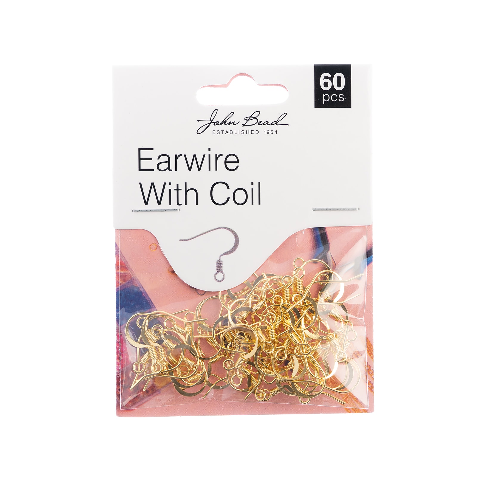 John Bead Must Have Findings 18mm Earwire with Coil, 60ct.