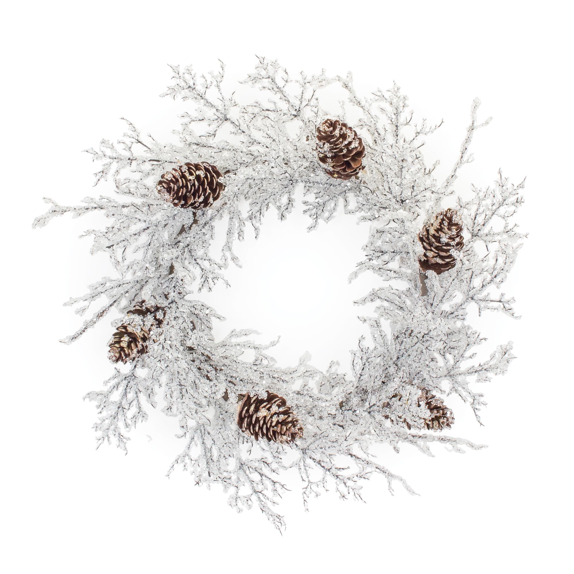 24" Iced Twig Pinecone Wreath