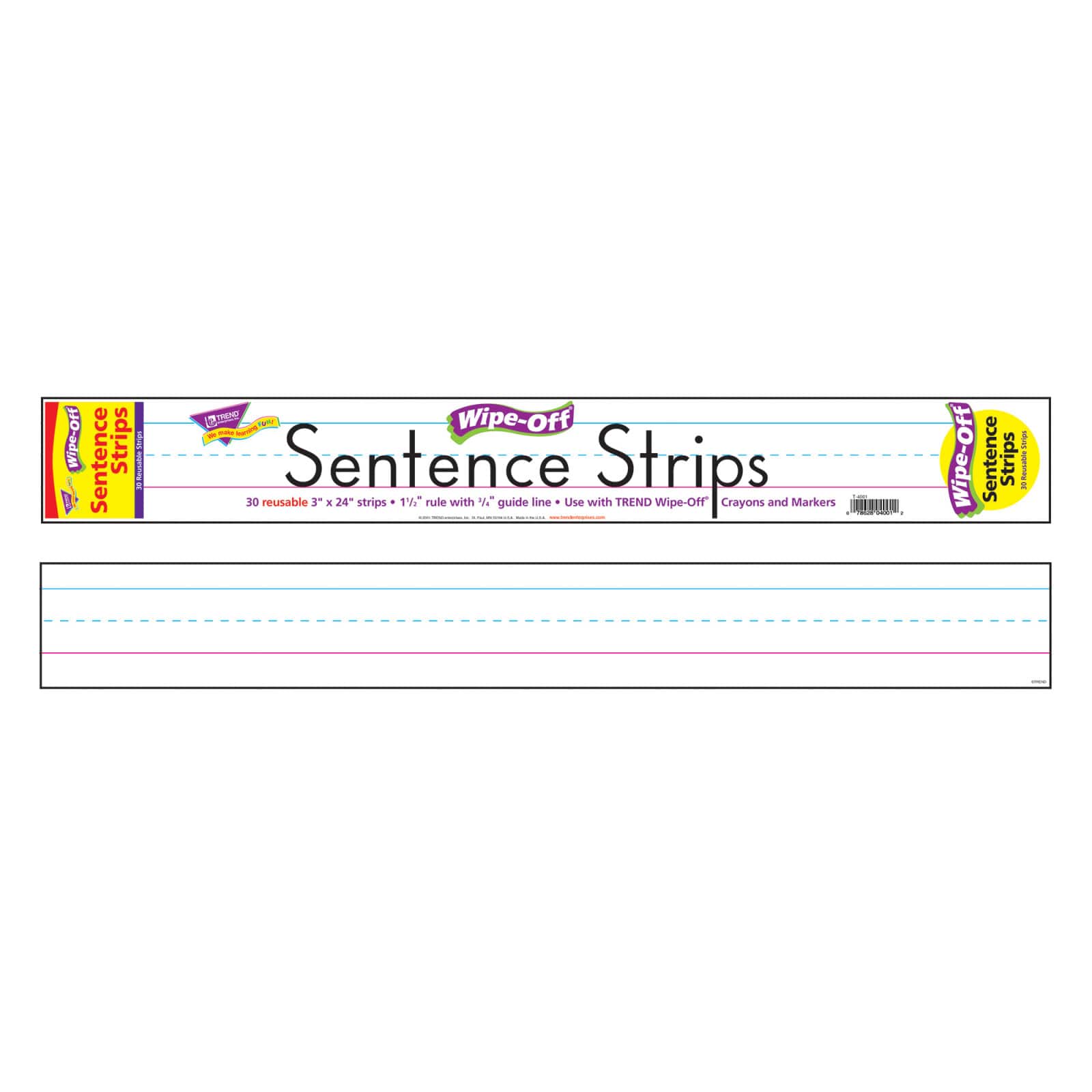 Trend Enterprises® Wipe-Off® White Sentence Strips, 180ft.