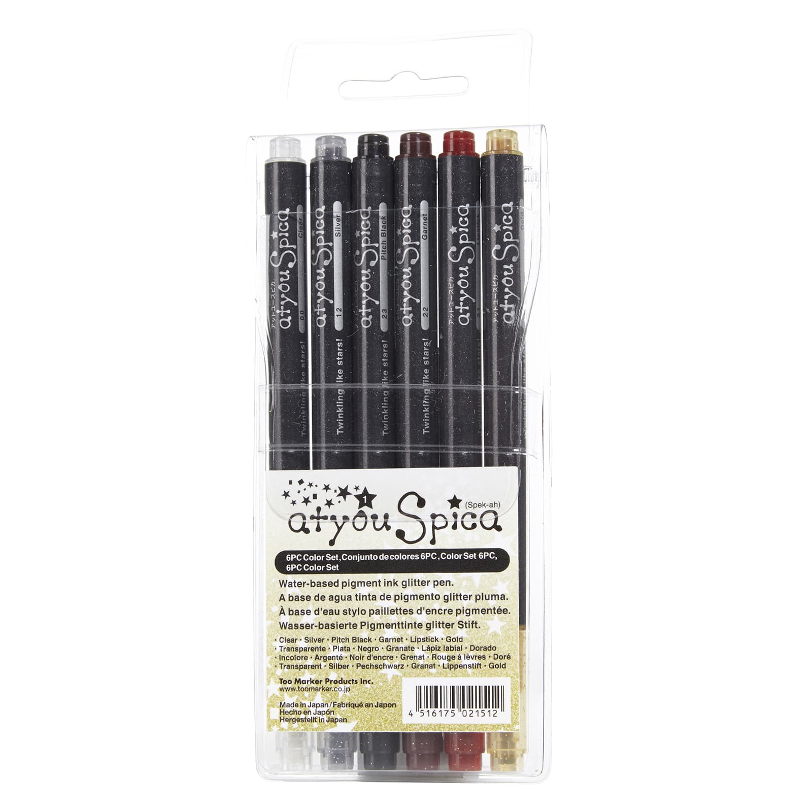Copic® Atyou Spica Glitter Pen Set, 6 Color Set #1
