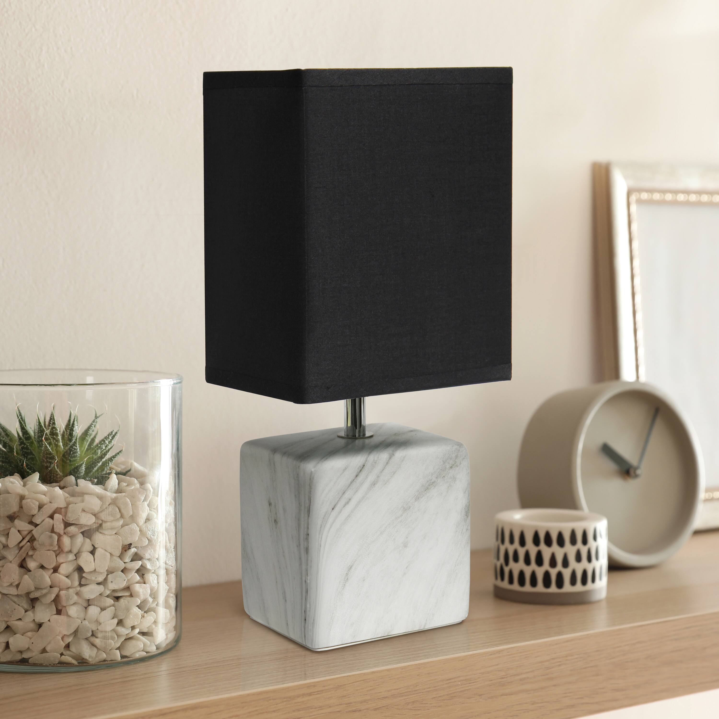 Simple Designs White Marbled Ceramic Table Lamp