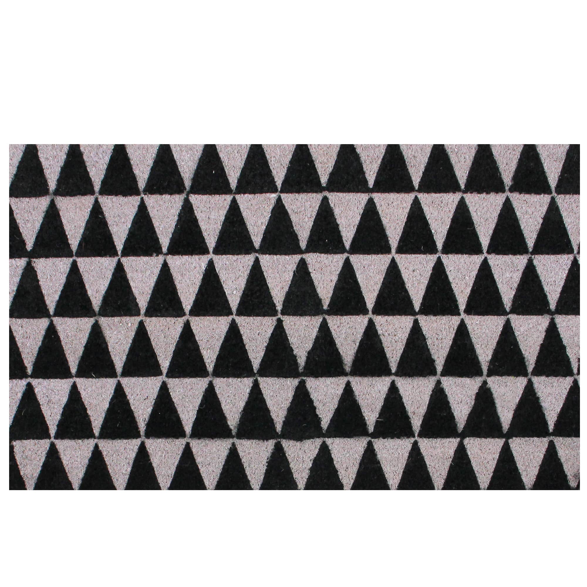 Black and Pale Pink Triangle Print Coir Outdoor Rectangular Door Mat 29.5" x 17.75"