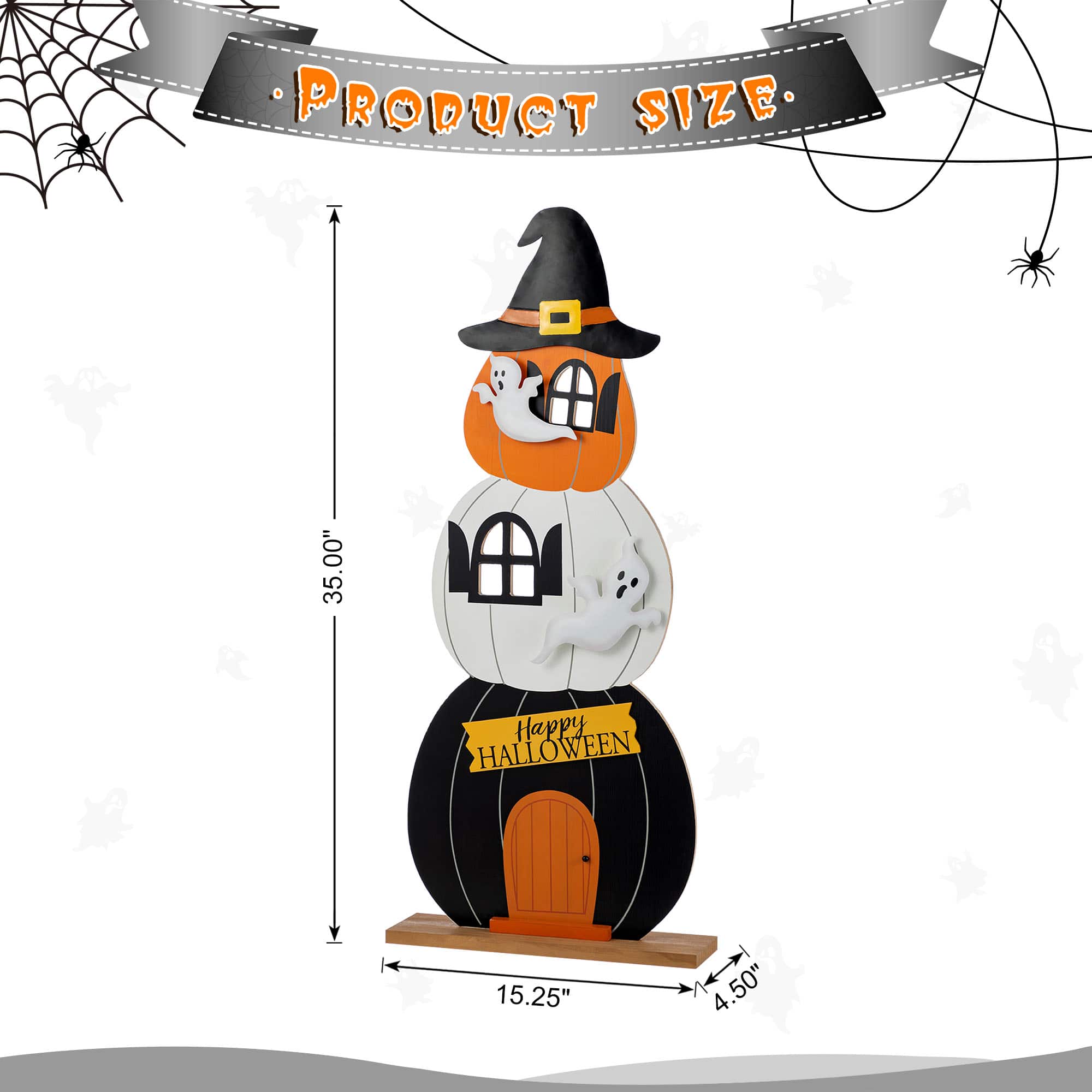 Glitzhome&#xAE; 35&#x22;H Halloween Wooden Pumpkin Haunted House Porch Decor