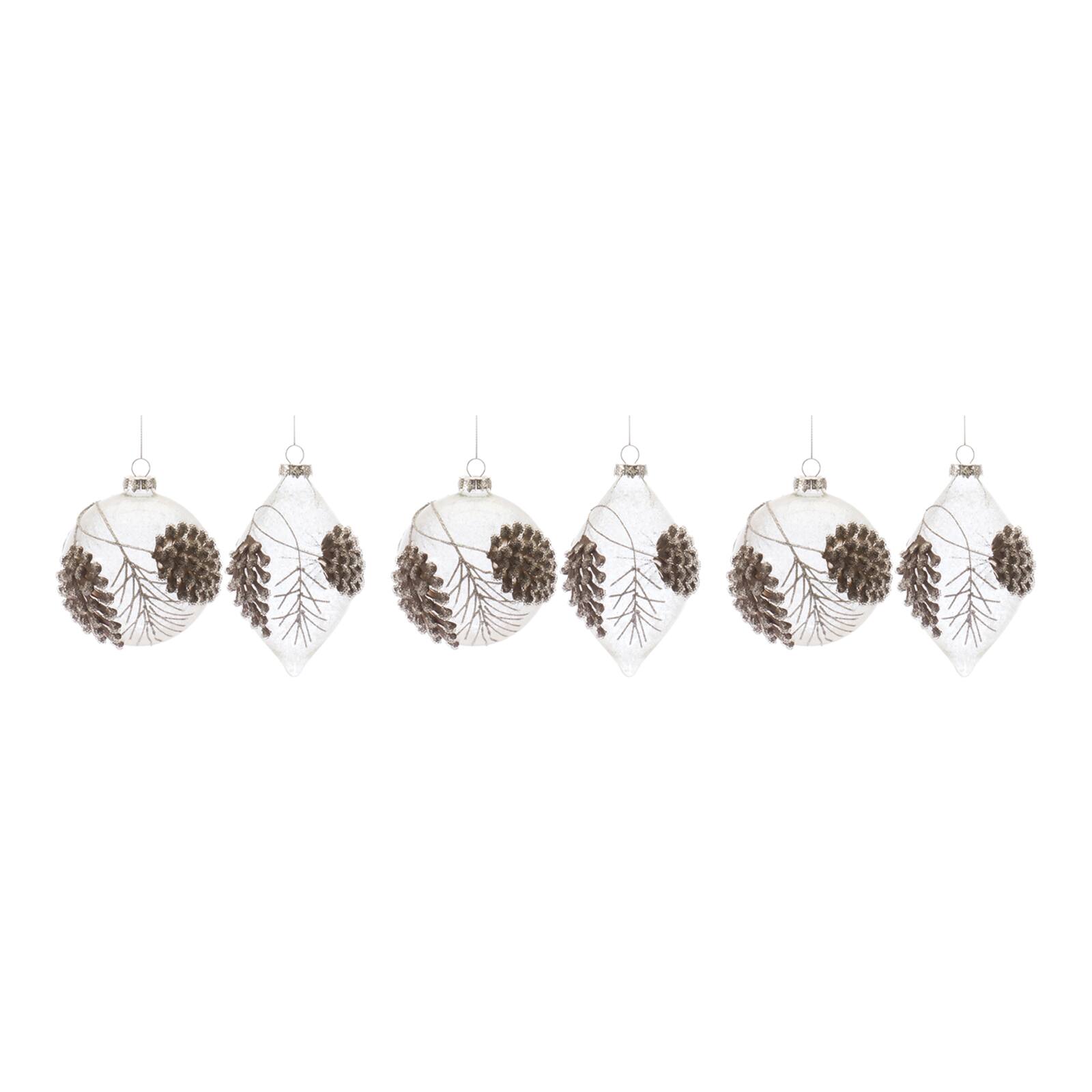 6ct. Assorted Beaded Glass Pinecone Ornament Set