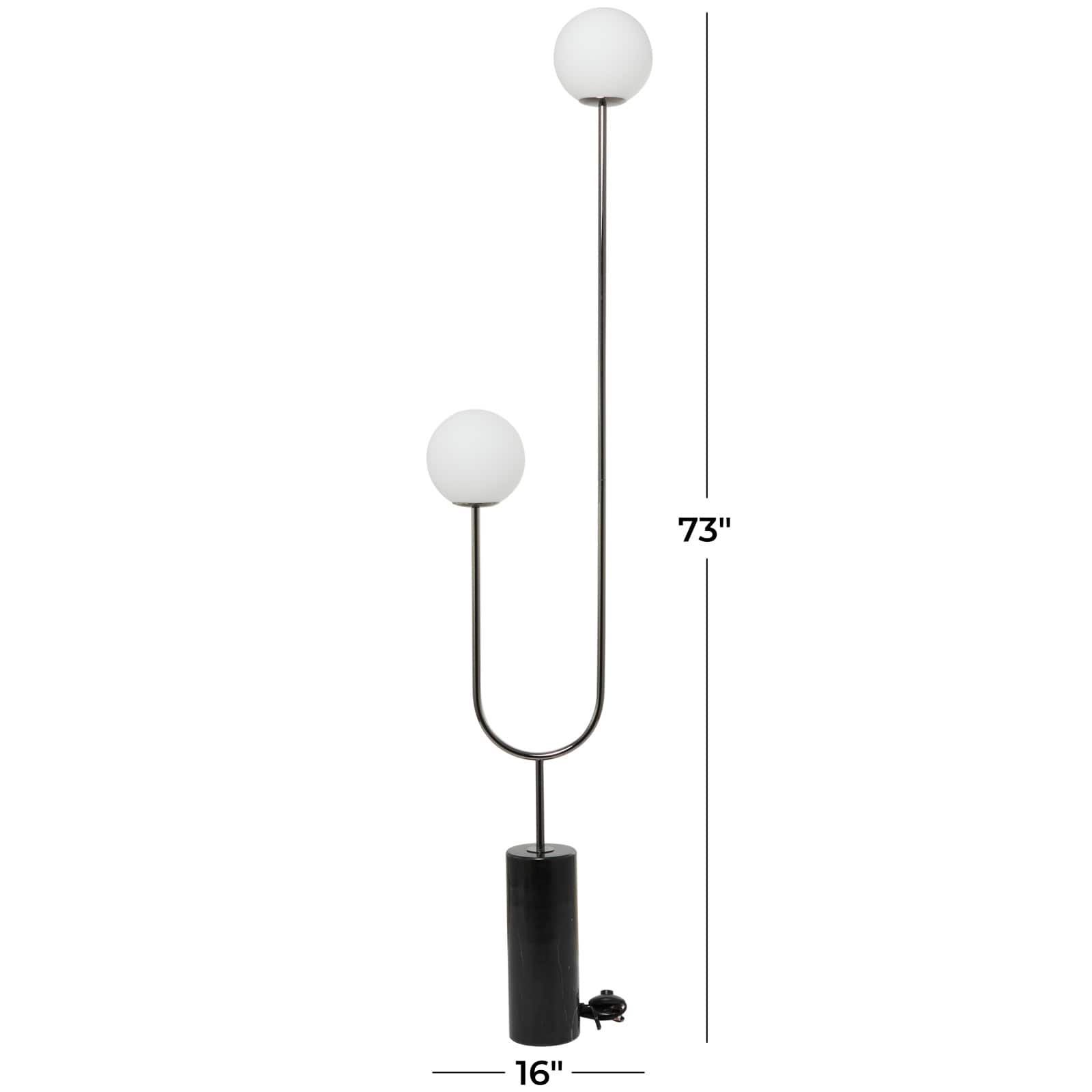 73" 2 Orb Light Floor Lamp with Marble Base