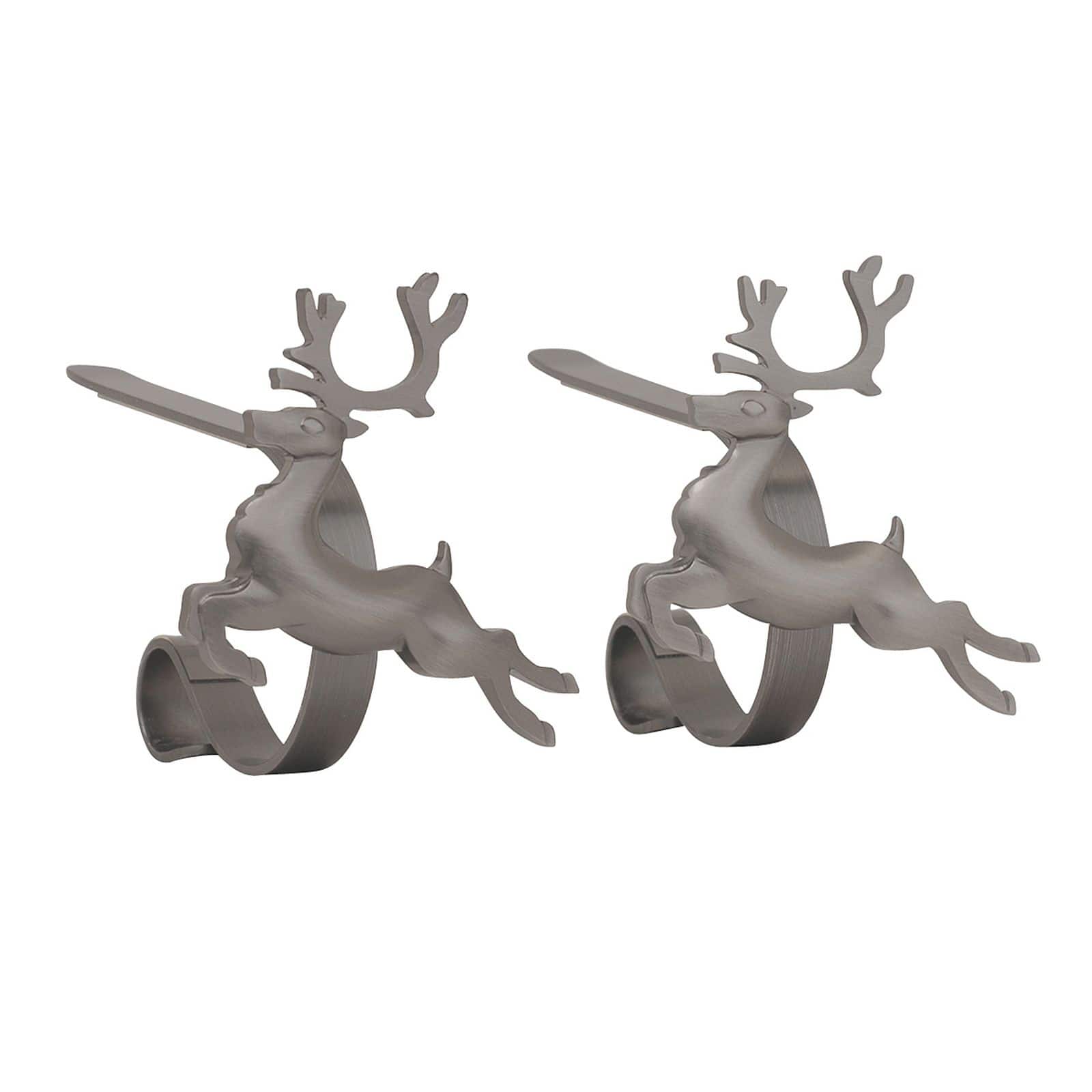 Original MantleClip® Pewter Reindeer Icons Stocking Holders, 2ct.