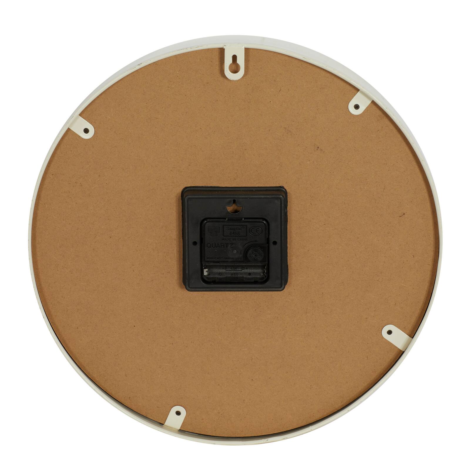 White Metal Farmhouse Wall Clock, 14" x 14" x 3"