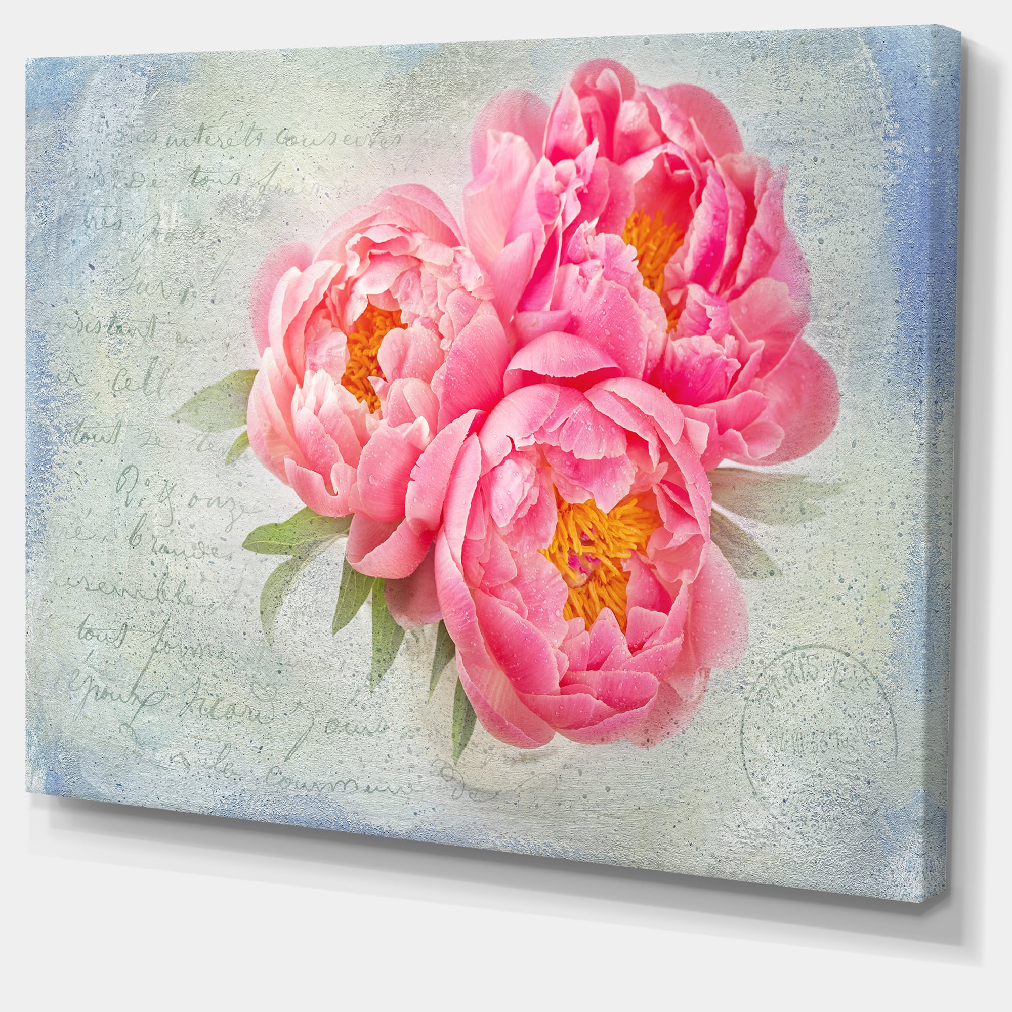 Designart - Pink Peony Flowers in White Vase - Floral Canvas Art Print