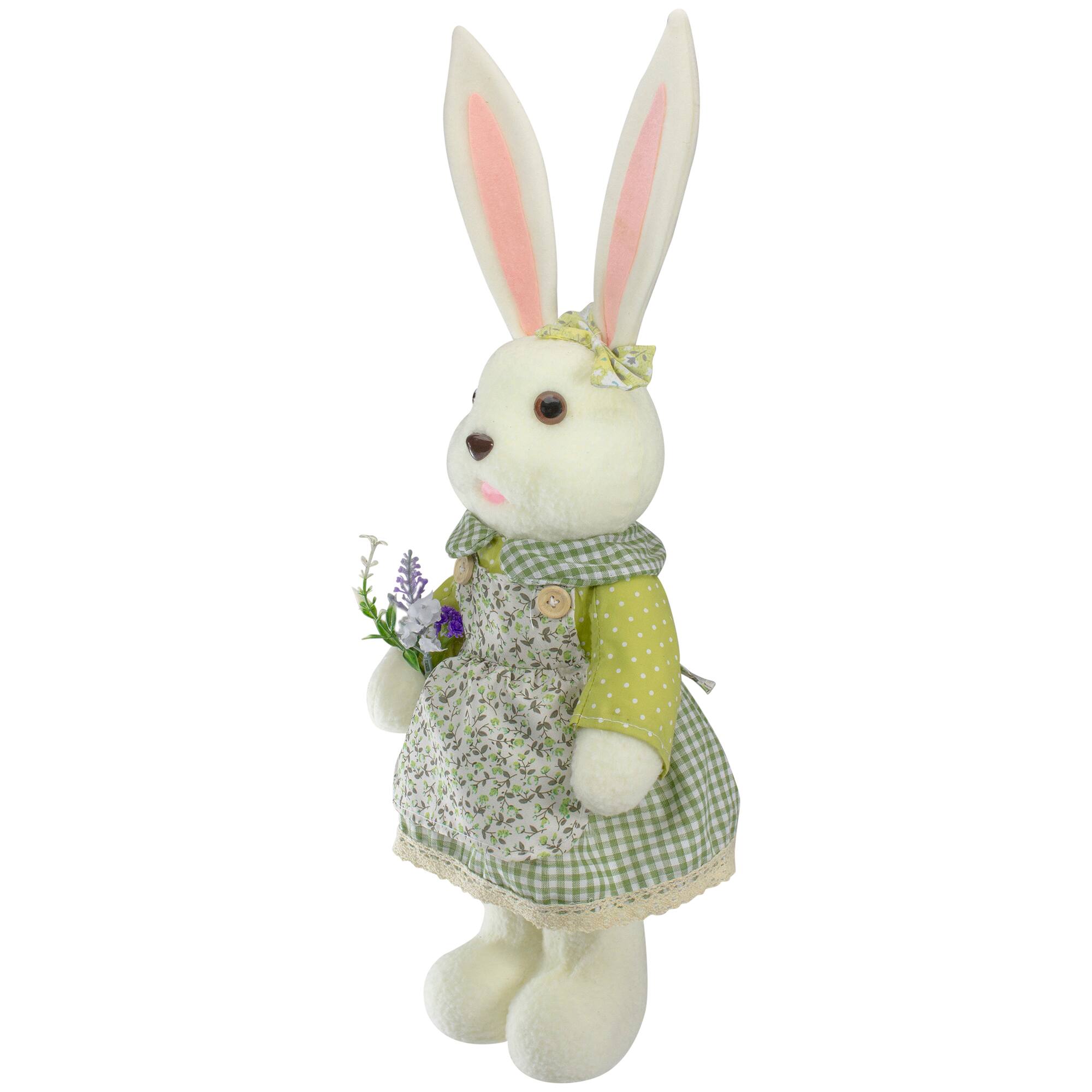 20&#x22; White &#x26; Green Standing Girl Rabbit Easter Figure
