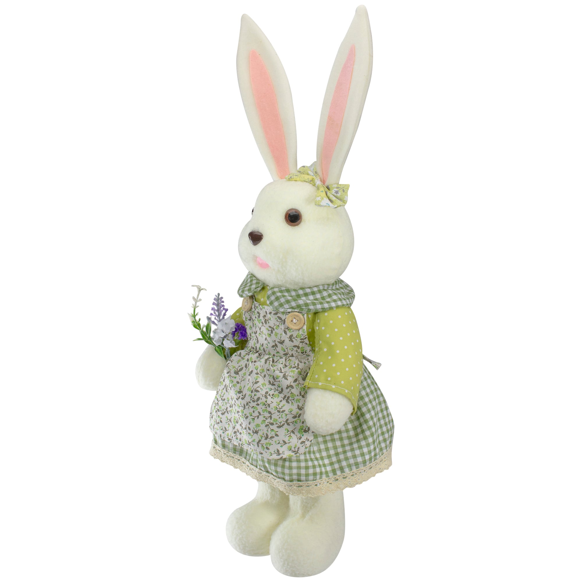 20&#x22; White &#x26; Green Standing Girl Rabbit Easter Figure