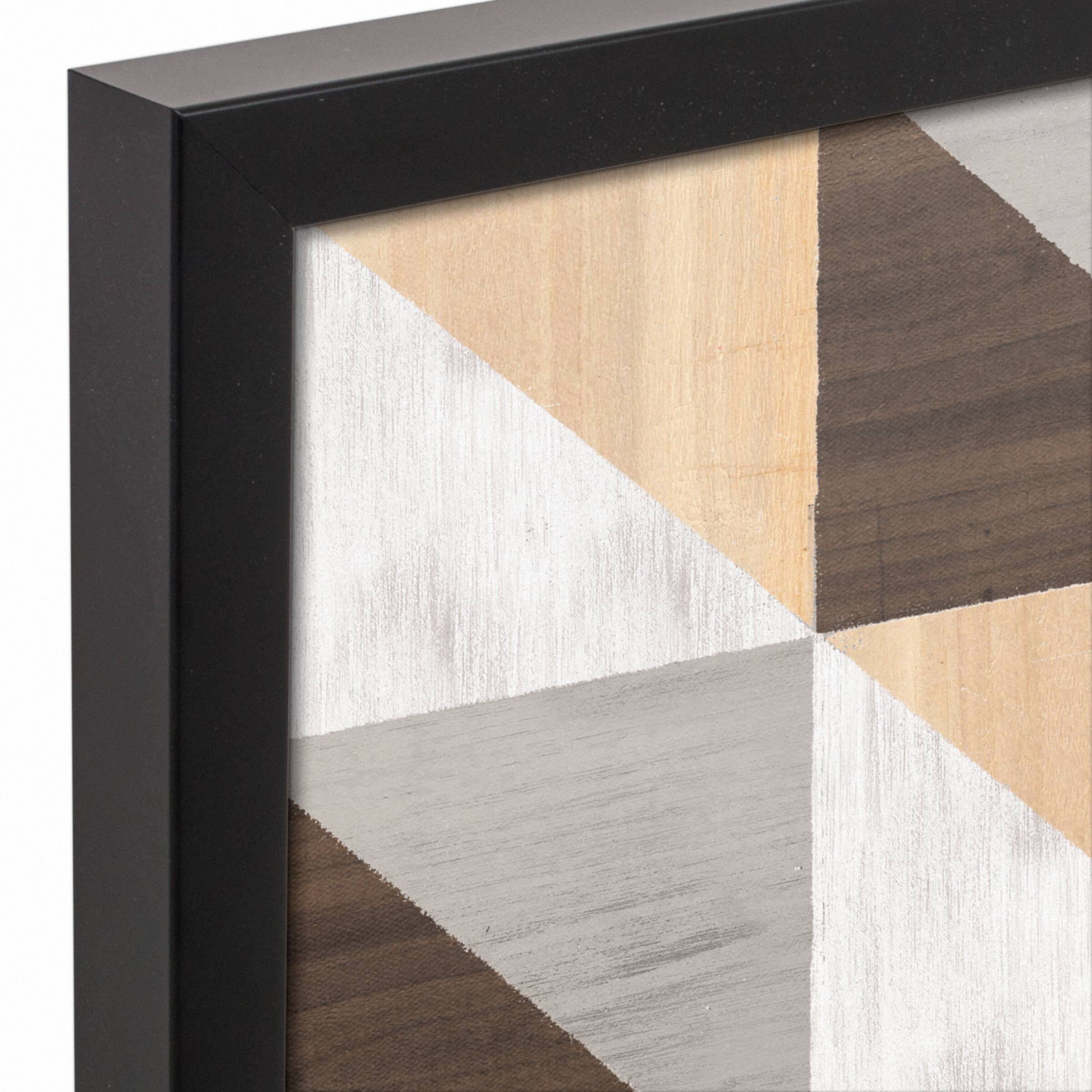 Geometric Wood Pattern Canvas Wall Art in Black Frame