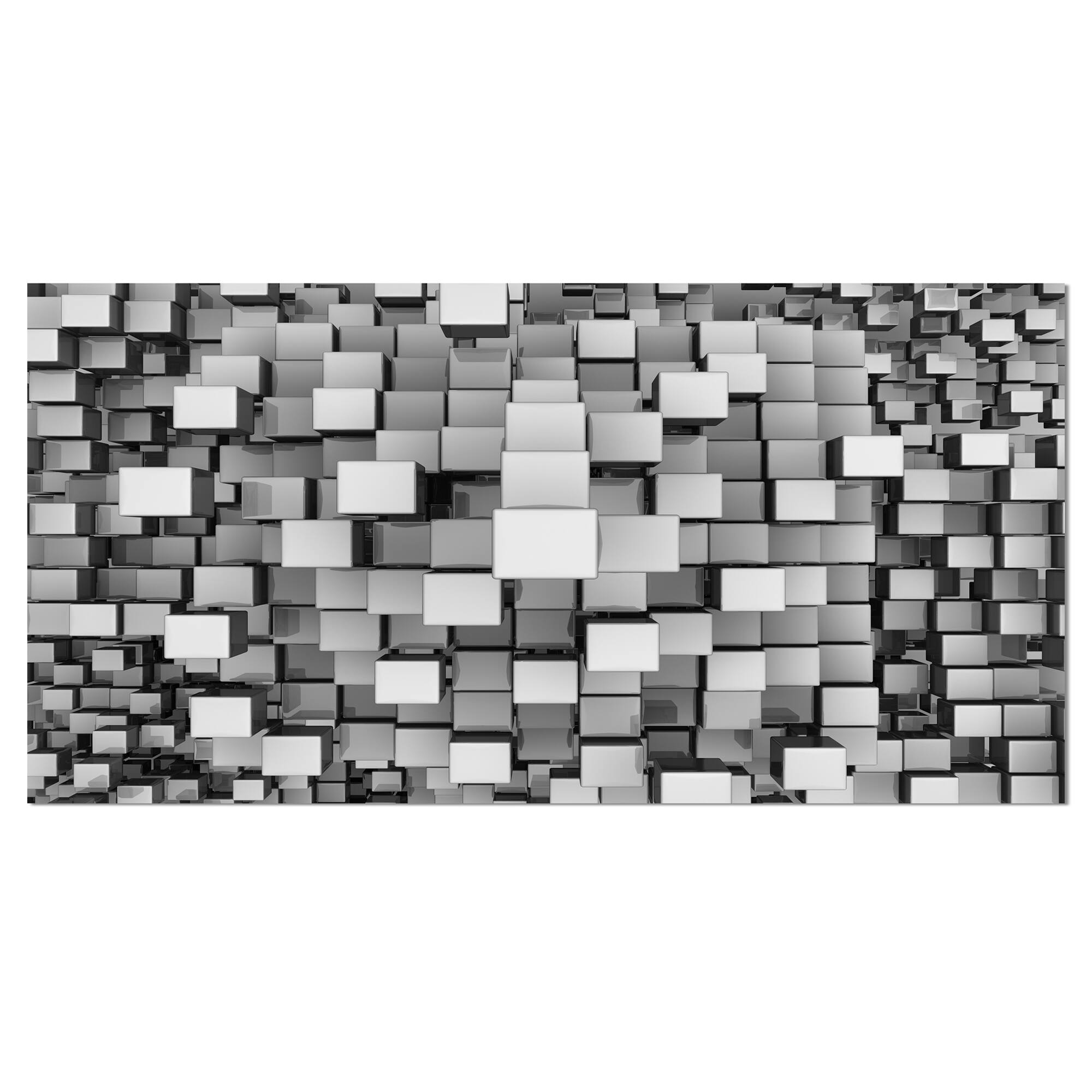 Designart - Black and Grey Cubes - Contemporary Canvas Art Print