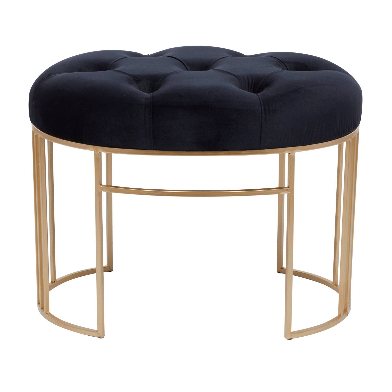 Black Metal Glam Bench, 24 x 24 x 17 By Ivory And Iris
