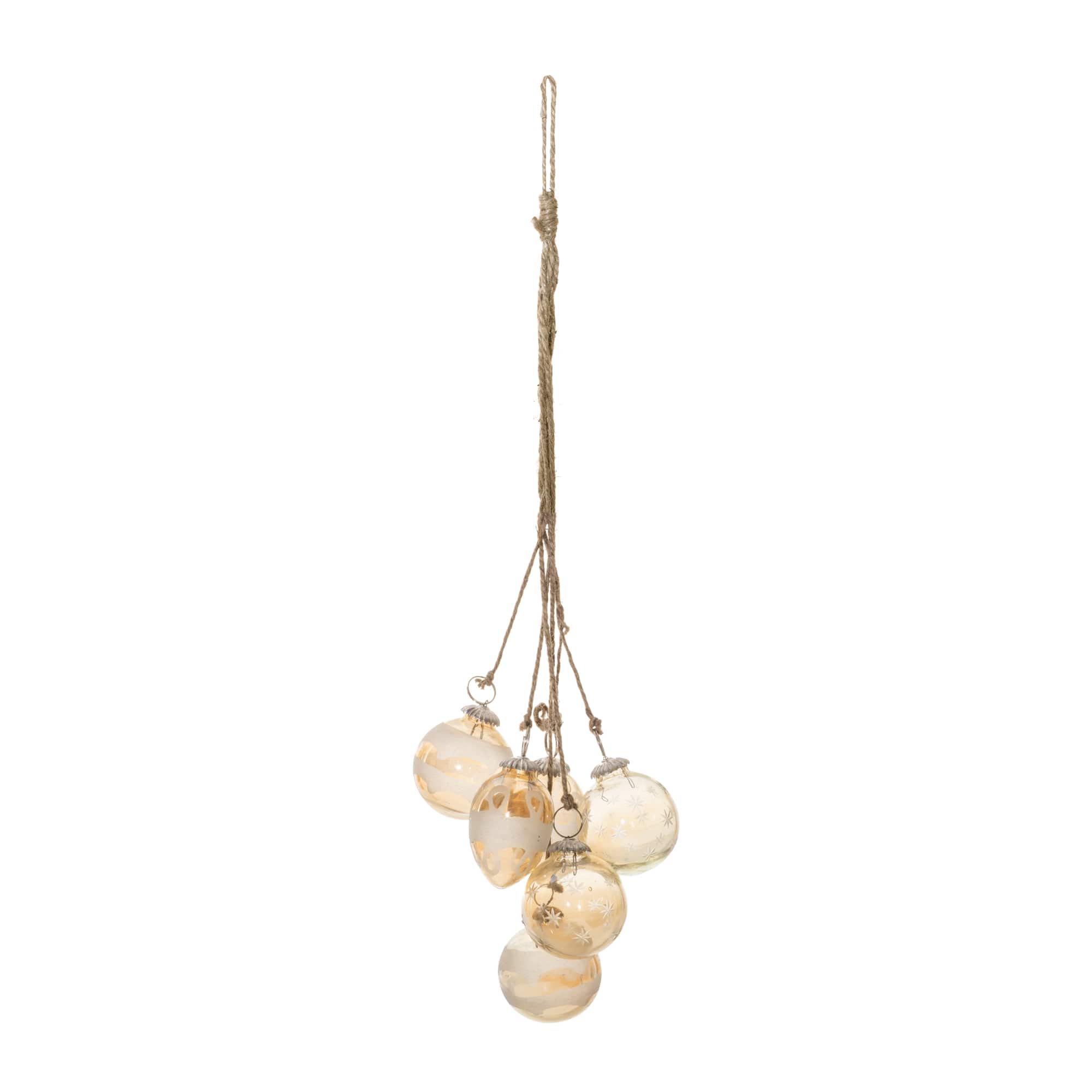 20&#x22; Gold Glass Ball Cluster Drop Ornaments, 2ct.