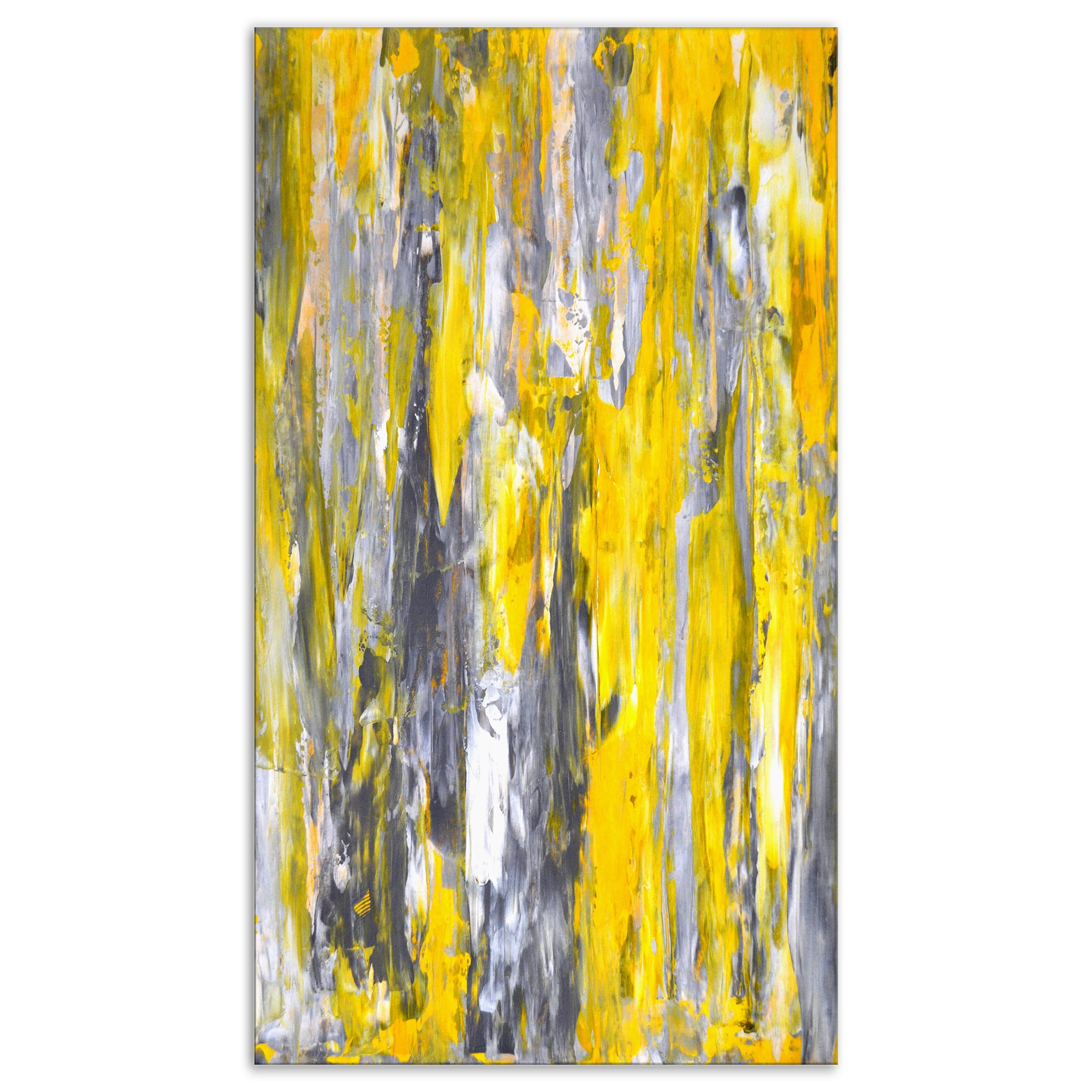 Designart - Grey and Yellow Abstract Pattern - Abstract Canvas Print